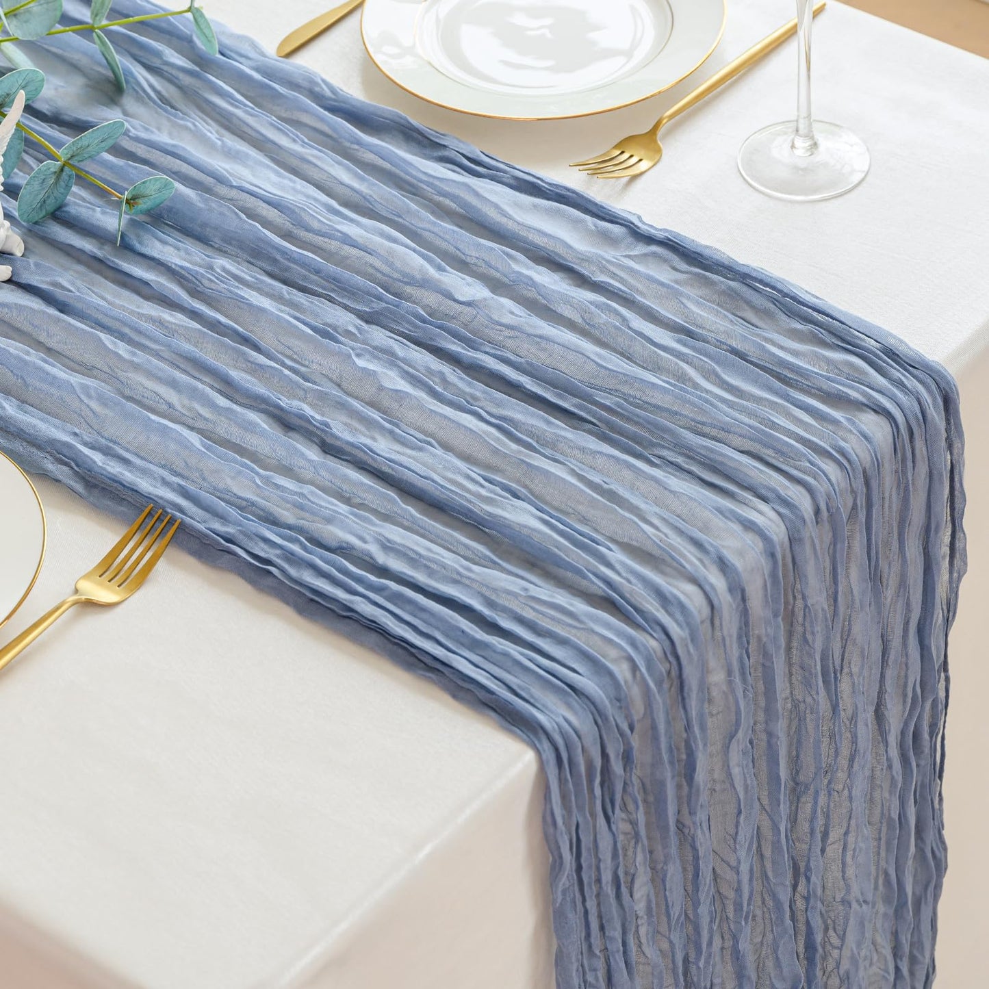 Dusty Blue Cheesecloth Table Runner Fall Autumn Decor 10ft Table Cloth for Wedding Party Baby Bridal Shower Birthday Halloween Thanksgiving Decoration BST326L