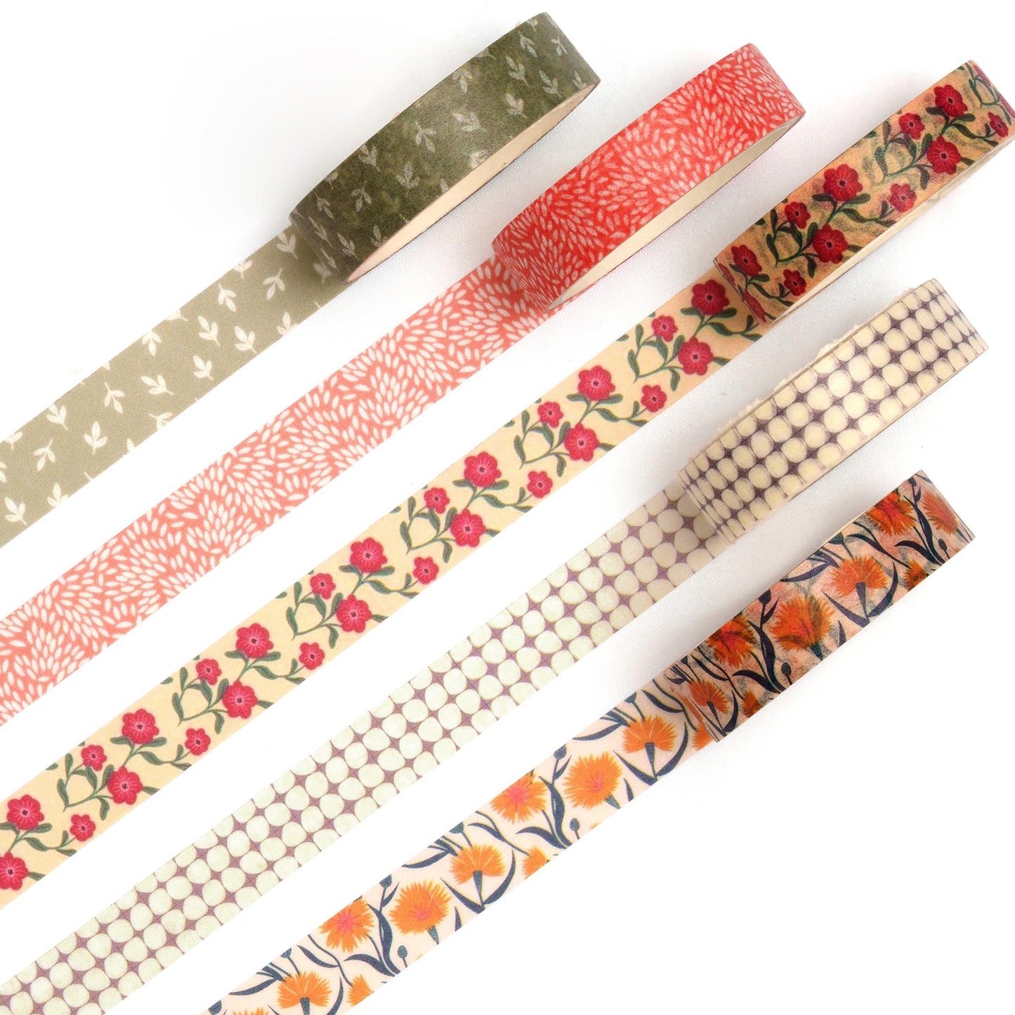 Fantasy Washi Tape Set - 5 Rolls Texture Arts Adhesive Tapes Basic Patterns Decorative Masking Tape Sets for Craft, Kids, Scrapbook, DIY, Gift Wrapping (10-Modern Mosaic) BST220