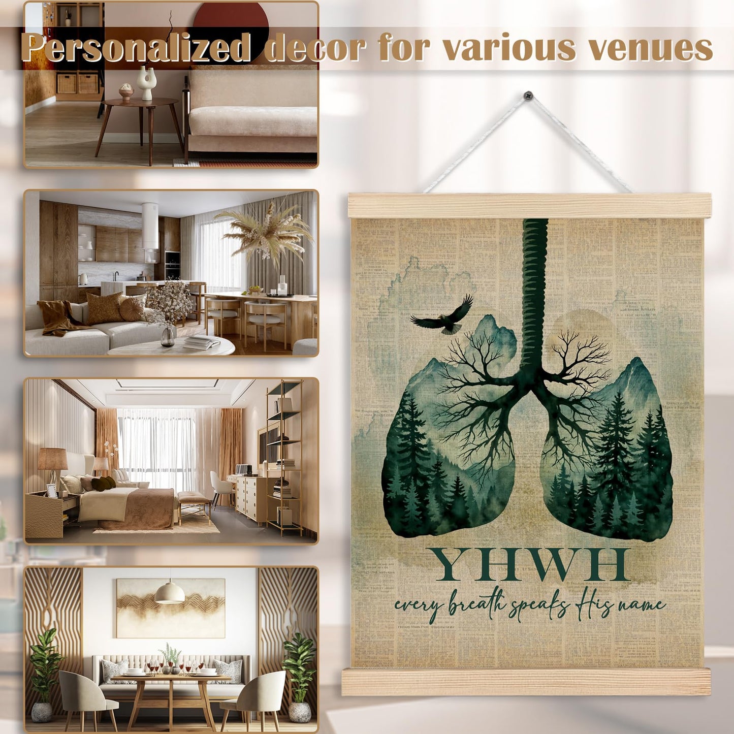 As For Me and My House Wall Decor, Eucalyptus Christian Canvas Poster Hanger Frames, Christian Joshua 24:15 Bible Verses Scripture Wall Decor Prints for Home Bedroom Living Room,12x16 Inch BST202