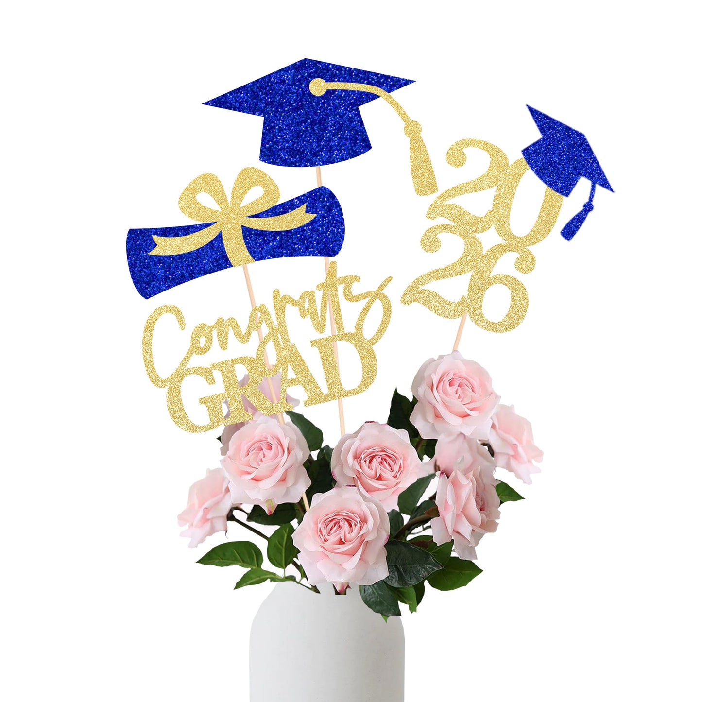 Graduation Centerpieces Class of 2026, 16 PCS Red Blue Double-Sided Table Toppers, Congrats Grad Party Decorations Supplies (Set of 4 Designs) WN420