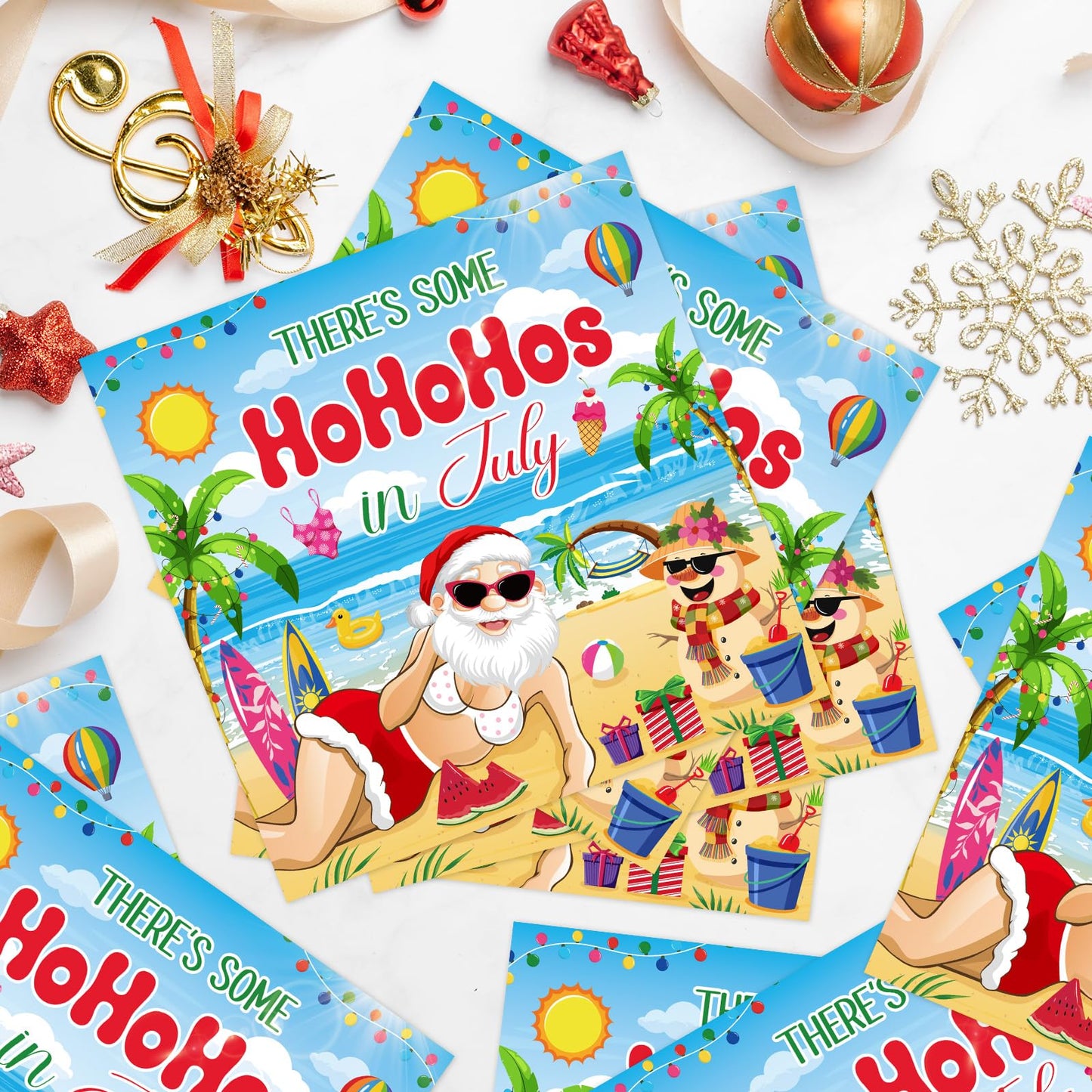 Gameza July Christmas Party Decorations, 50PCS There's Some Hohoho's in July Disposable Paper Napkins Decoration, Summer Xmas Beach Napkins Decor Supplies BST220