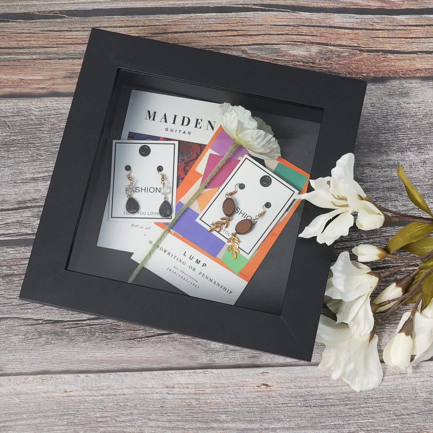 Golden State Art 11x14 Shadow Box Frame Display Case - 2 inch Depth Great for Collages, Collections, Mementos, 6 Pins Included (White, 1 Pack) BST326H