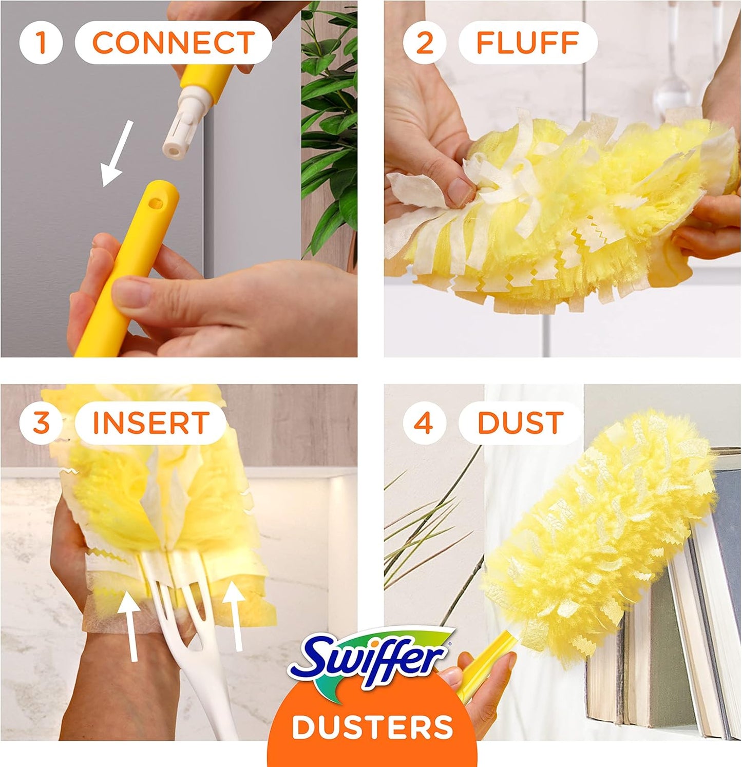 Swiffer Ceiling Fan Duster Super Extender Handle Starter Kit, 6 Heavy Duty Refills