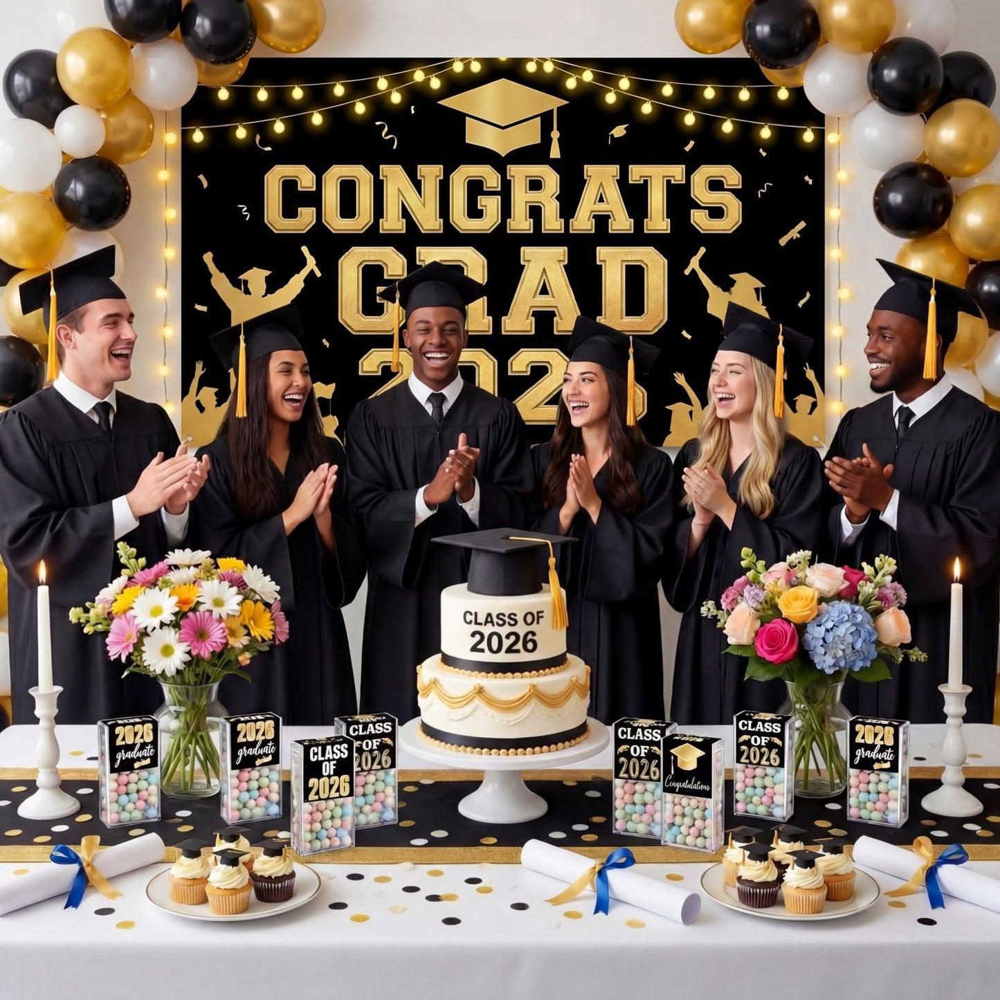 AceOrbit 2026 Graduation Candy Jar Bulk for 24 Guest 3.54 Inch Empty After Dinner Candy Tube Buffet Container Acrylic Box with Sticker for Class of 2026 End of Year Gifts Multi-item Party Favor(Blue) WN420