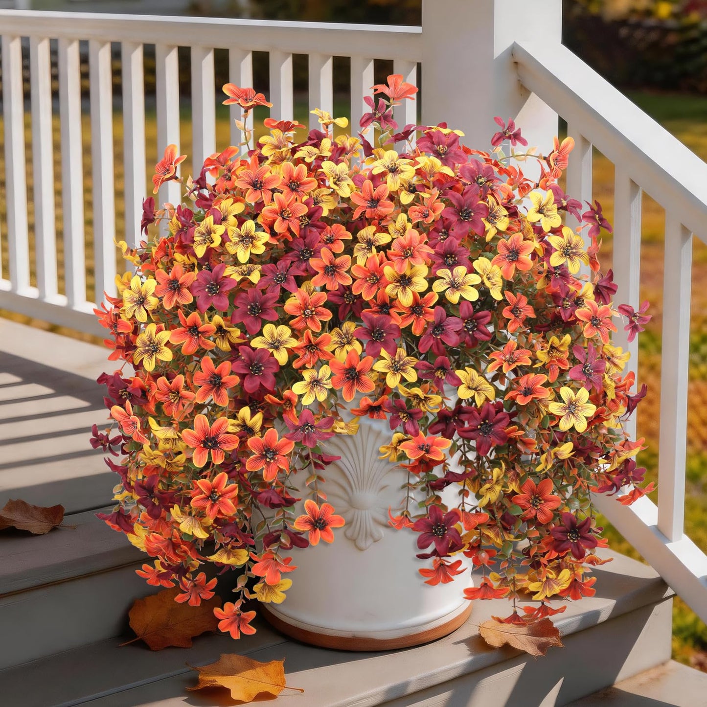Artificial Flowers for Outdoor Faux Flowers for Plant Pot Spring Decoration | 2 Pcs Faux Hanging Plants UV Resistant Look Real Outside Home Garden Porch Patio Entrance Courtyard Decor BST326H