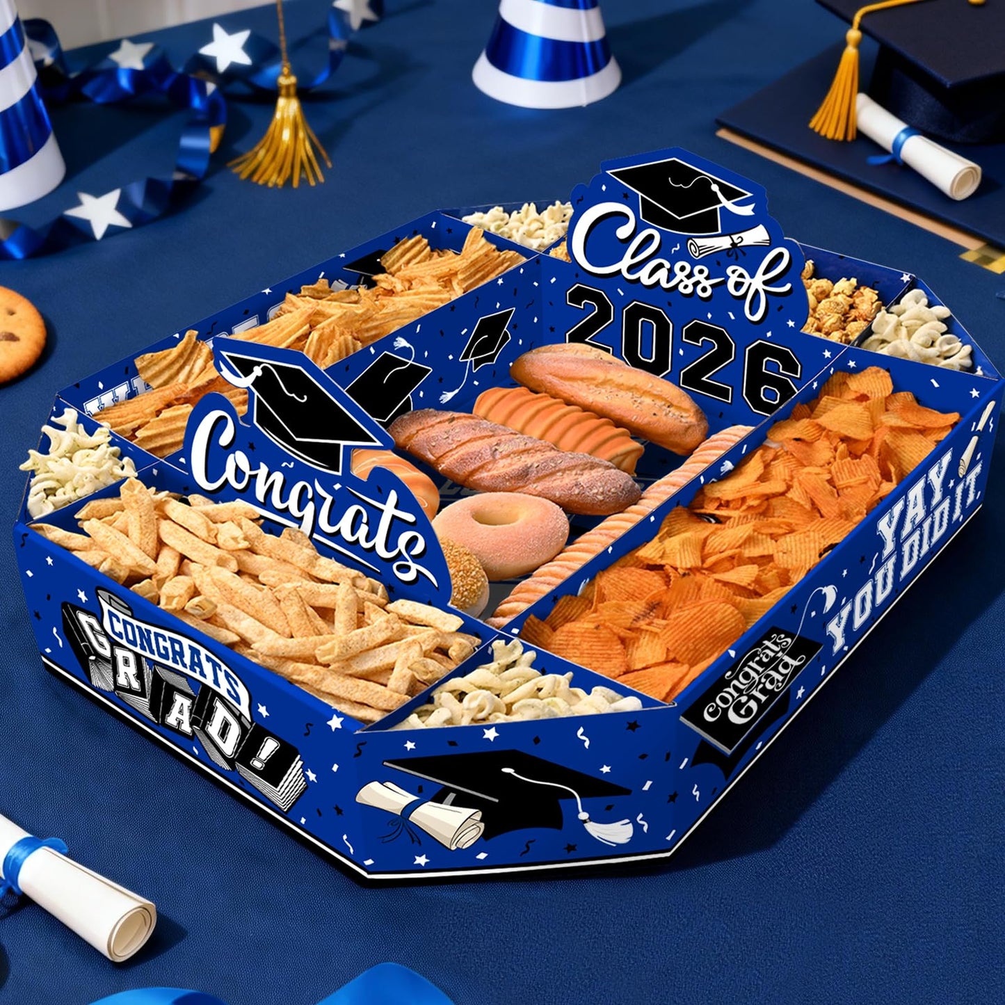 Gatherfun 2026 Graduation Party Supplies Kit - Class of 2026 Decor Set with Congrats Grad Food Trays, Graduation Decorations & Favors for a Memorable Grad Party（Red & Black） BST326H