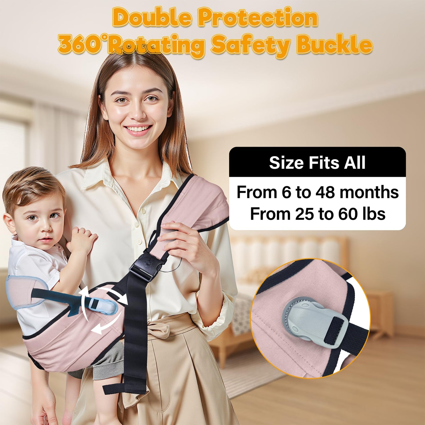 Baby Carrier Newborn to Toddler,Adjustable & Lightweight Baby Sling Carrier,Toddler Carrier 25-60 lbs,Ideal for Home,Shopping,and Travel WN420