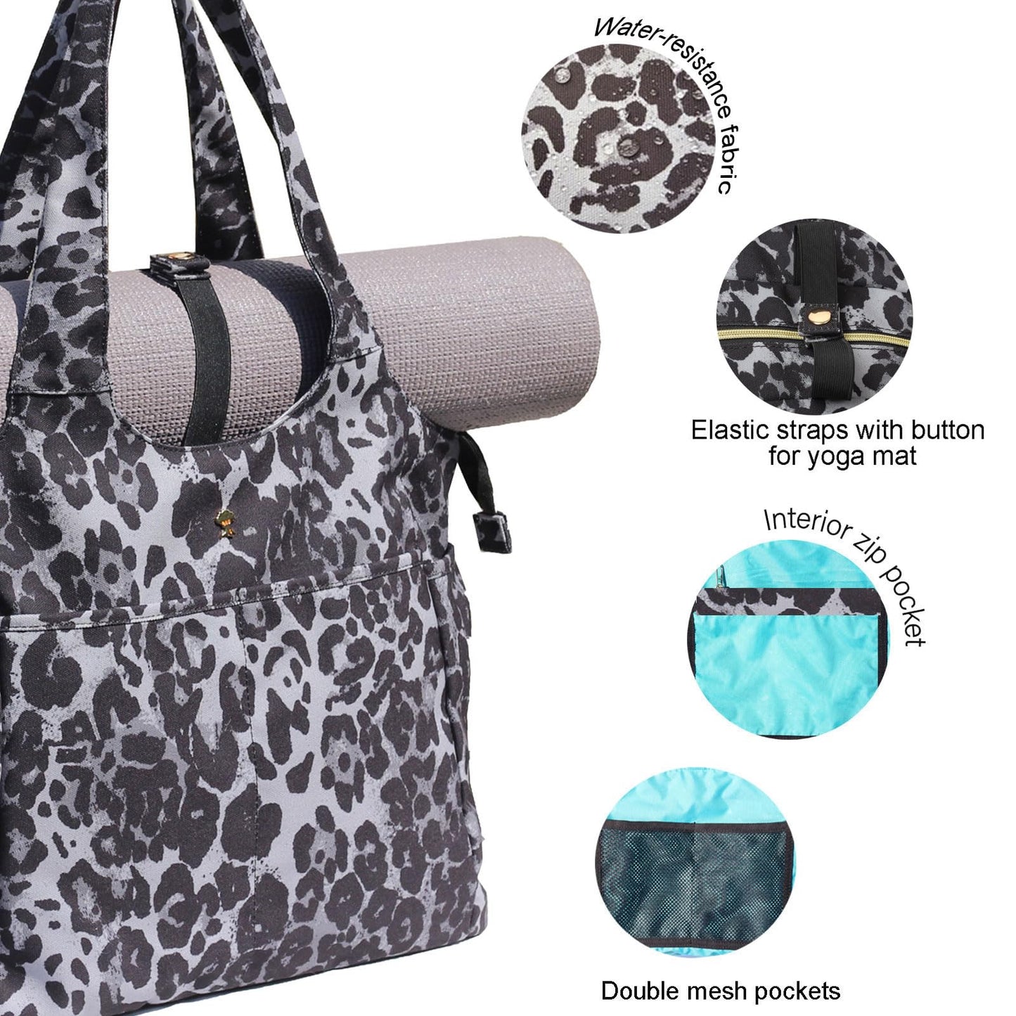 ESVAN Yoga Tote Bag Mat bag Women Shoulder Bags Carryall Tote for Travel Office Workout Gym Nurse Beach BST326H