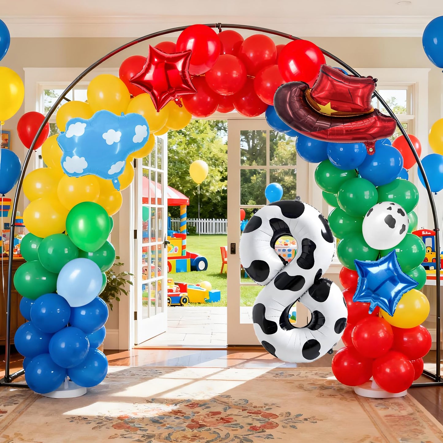 11-Pack Cowboy Theme Balloon Set, Farm Theme Decorations, Balloons with Hats and Clouds, Boys and Girls Birthday Party Supplies (1) BST202