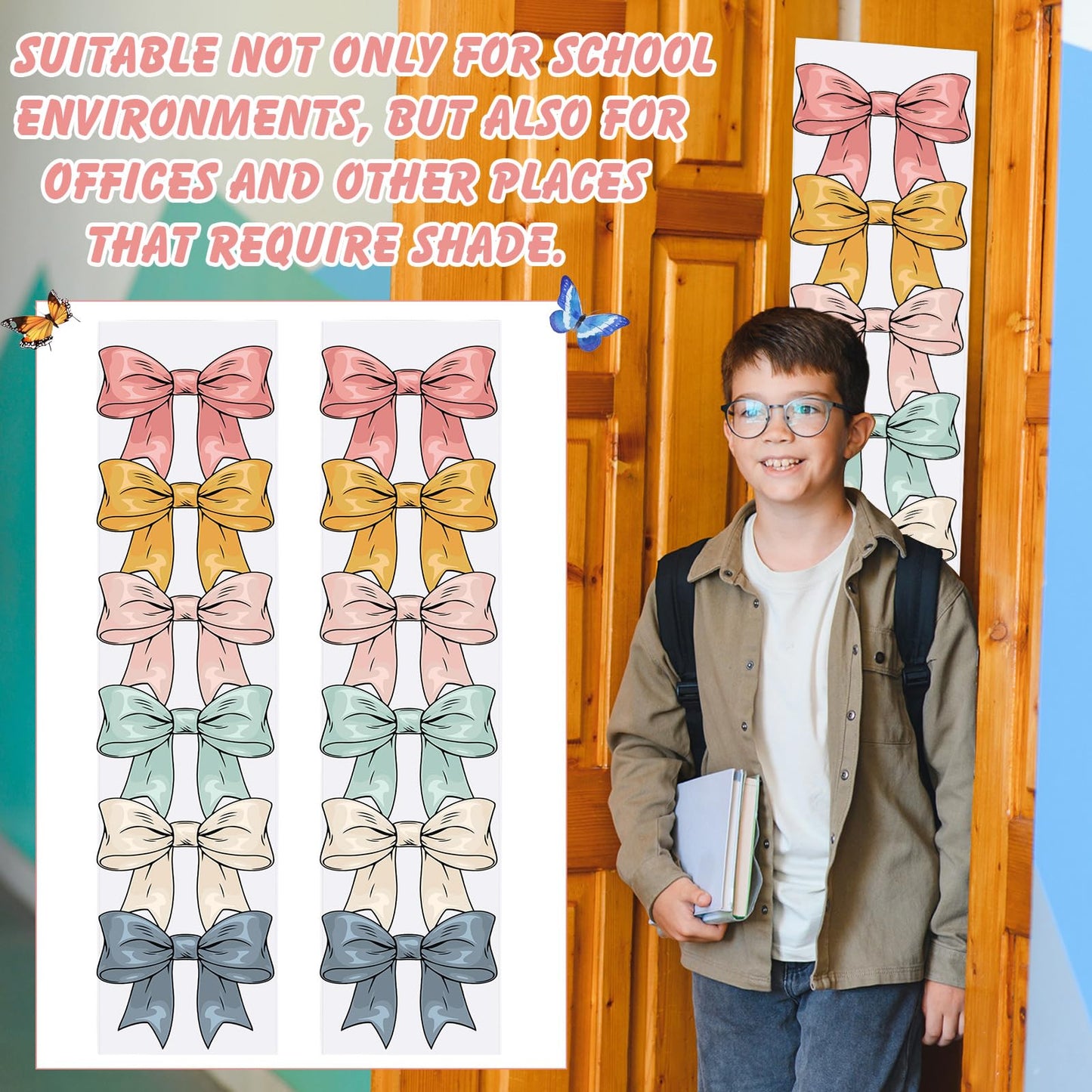 2 Pcs Bow-knot Classroom Door Cover School Classroom Curtain,Bohemian | Thickened Door Curtains, Blackout Curtains 8x43'', Light Blocking Window Covers, Office, Porch, Schoolroom Cover Shade BST326L
