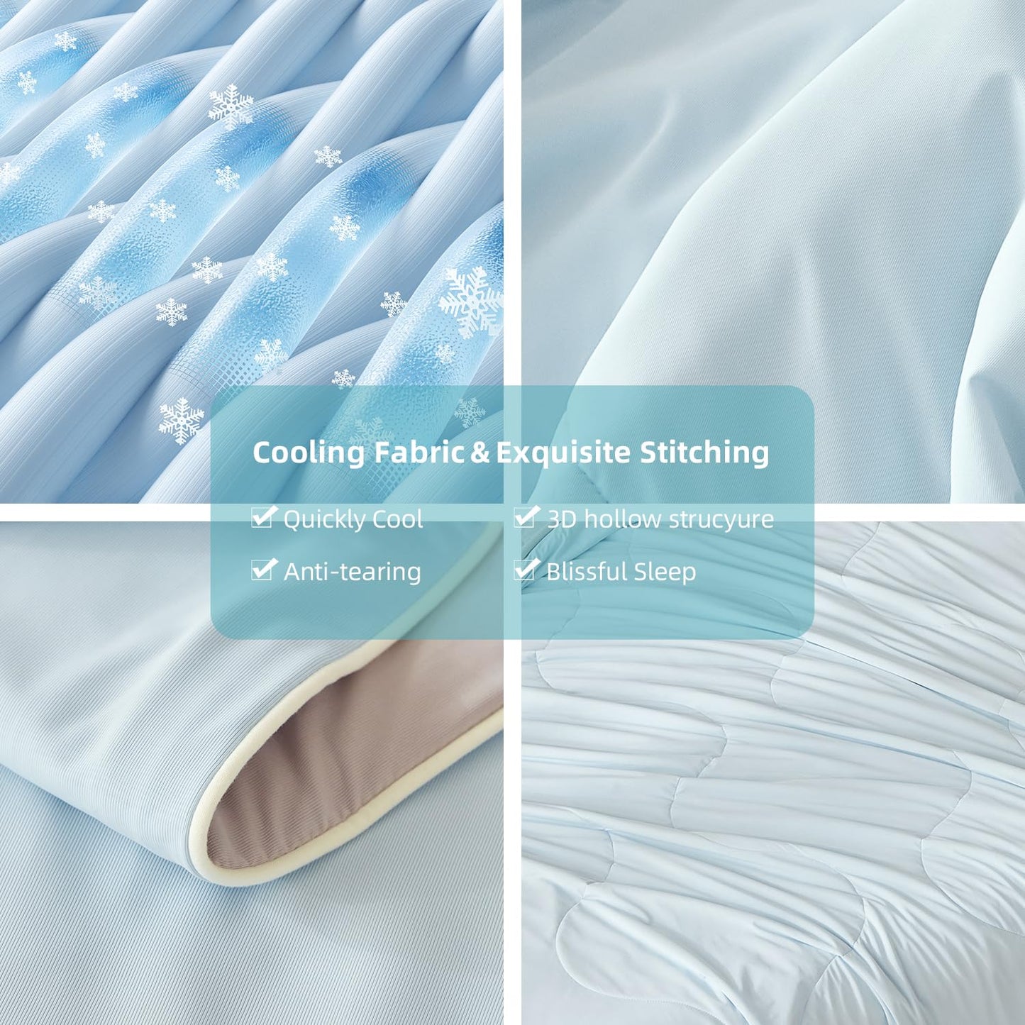 Cooling Comforter, Cold Blankets for Hot Sleepers and Night Sweats, Washable Lightweight Comforter，Smooth, Breathable, Soft and Comfortable (Gray Blue, Queen) BST202