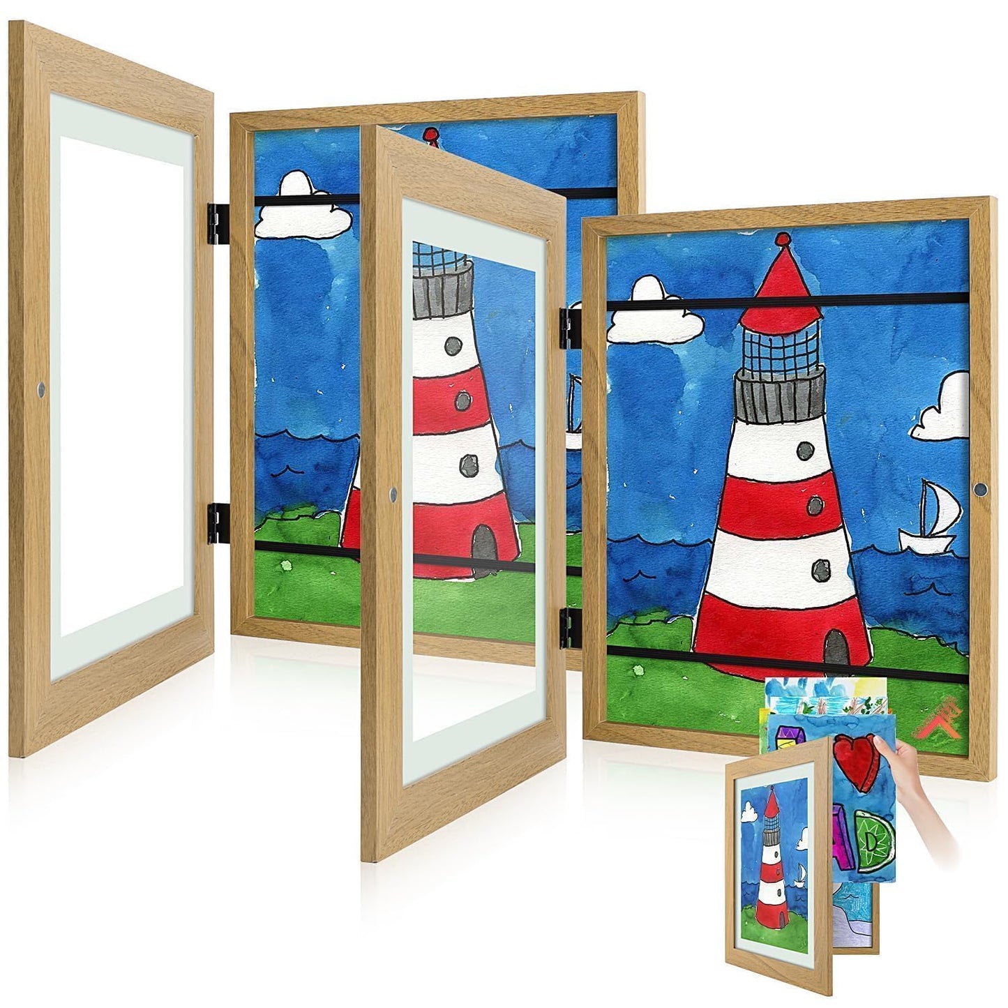 Golden State Art, 8.5x11 Kids Art Frames, Front-Opening Picture Frame Great for Kids Drawings, Artworks, Children Art Projects, Schoolwork, Home or Office (Walnut, Set of 2) BST220