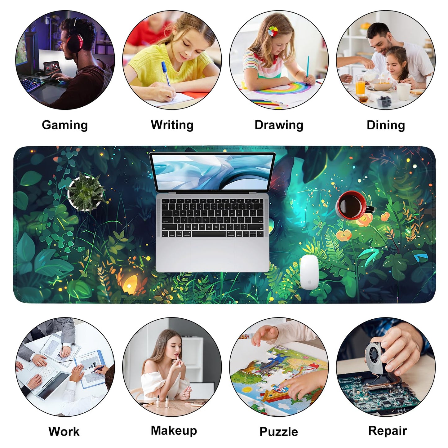 Mouse Pad Gaming Mousepad 31.5 x 11.8in Large Mouse Pad for Keyboard and Mouse with Anti-Slip Rubber Base, Keyboard Pad XL Mouse Mat for Home and Office,Snowy Forest WN420