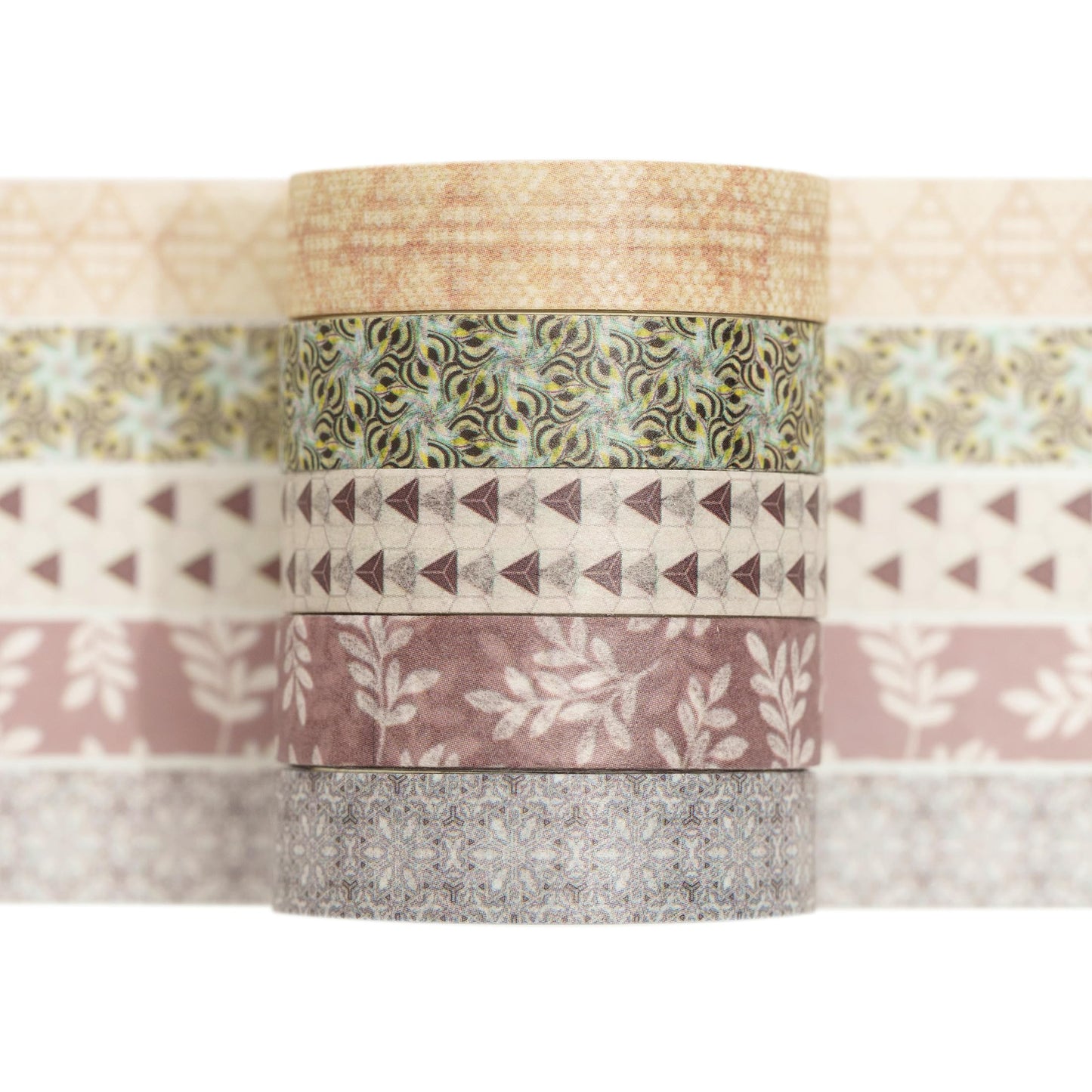 Fantasy Washi Tape Set - 5 Rolls Texture Arts Adhesive Tapes Basic Patterns Decorative Masking Tape Sets for Craft, Kids, Scrapbook, DIY, Gift Wrapping (10-Modern Mosaic) BST220