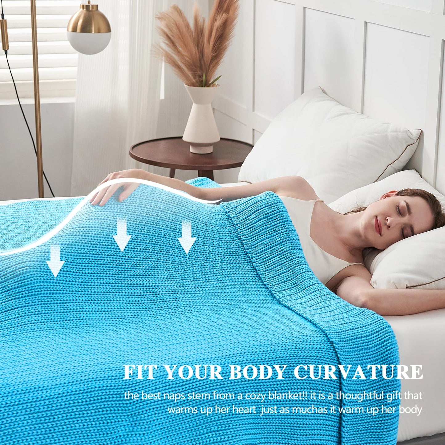 L'AGRATY Knitted Weighted Blanket - 48"x72" 12lbs Cooling Chunky Knit Heavy Blanket for Adults Braided Crochet Throw Thick Cable Yarn Knit Decorative No Beads Evenly Weighted Machine Washable | No Beads Evenly Weighted Machine Washable Chunky Braided Croc