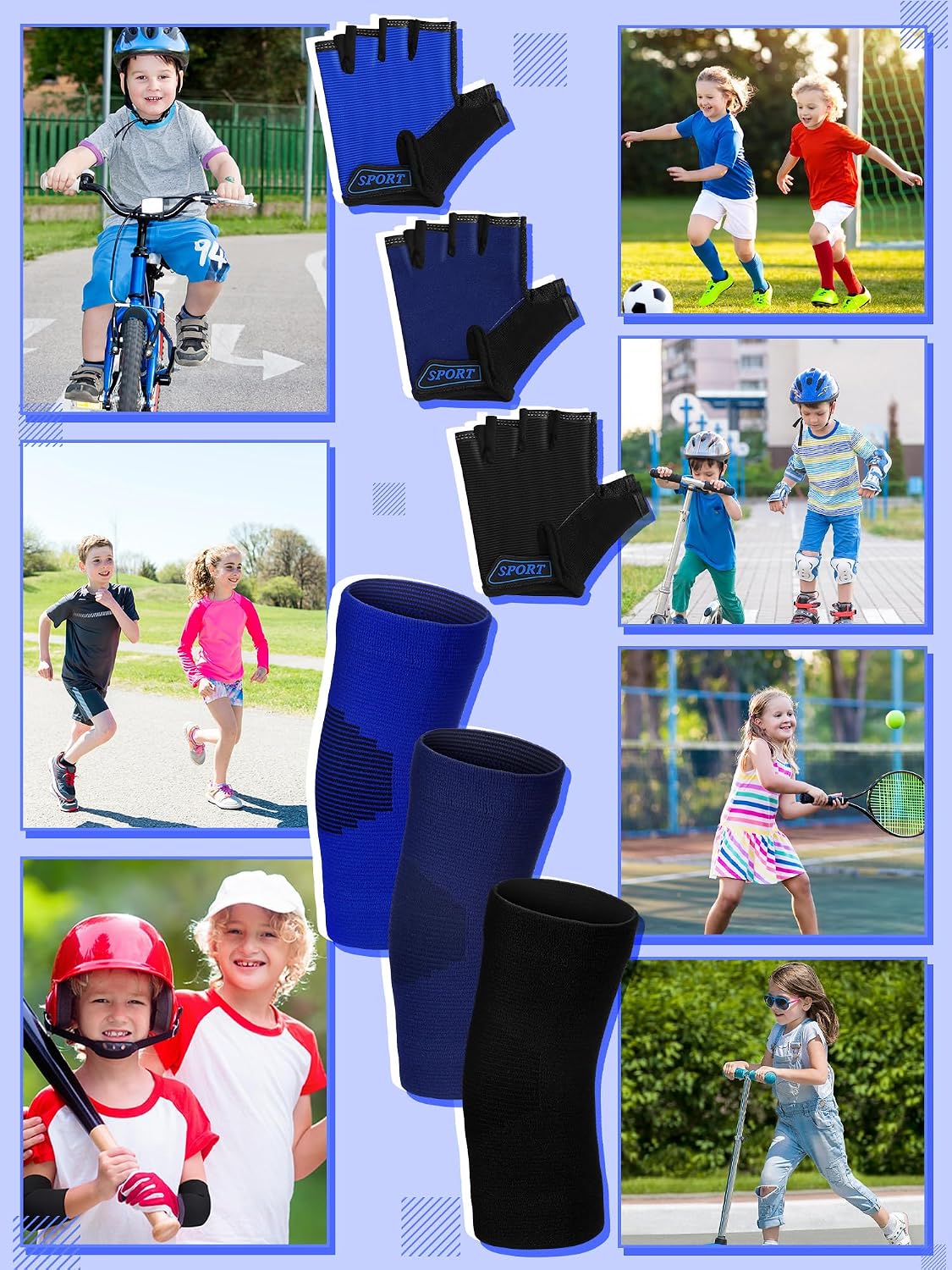 Chicingyou 6 Pairs Skating Protective Gear Kids Sports Elbow Pads Set for Teens Boys Girls Youth for Biking, Cycling, Skiing, Volleyball, Cycling WN420
