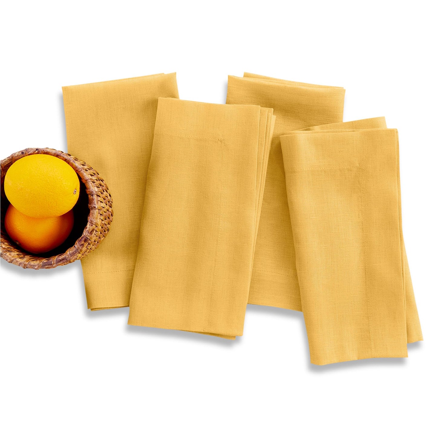 Solino Home 100% Linen Square Placemats White, Fete 14 x 14 in, Set of 4 | Square Table Mats square place settings for daily and festive dining; neatly mitered corners; Pure Linen; OEKO-TEX Certified BST326SOLH