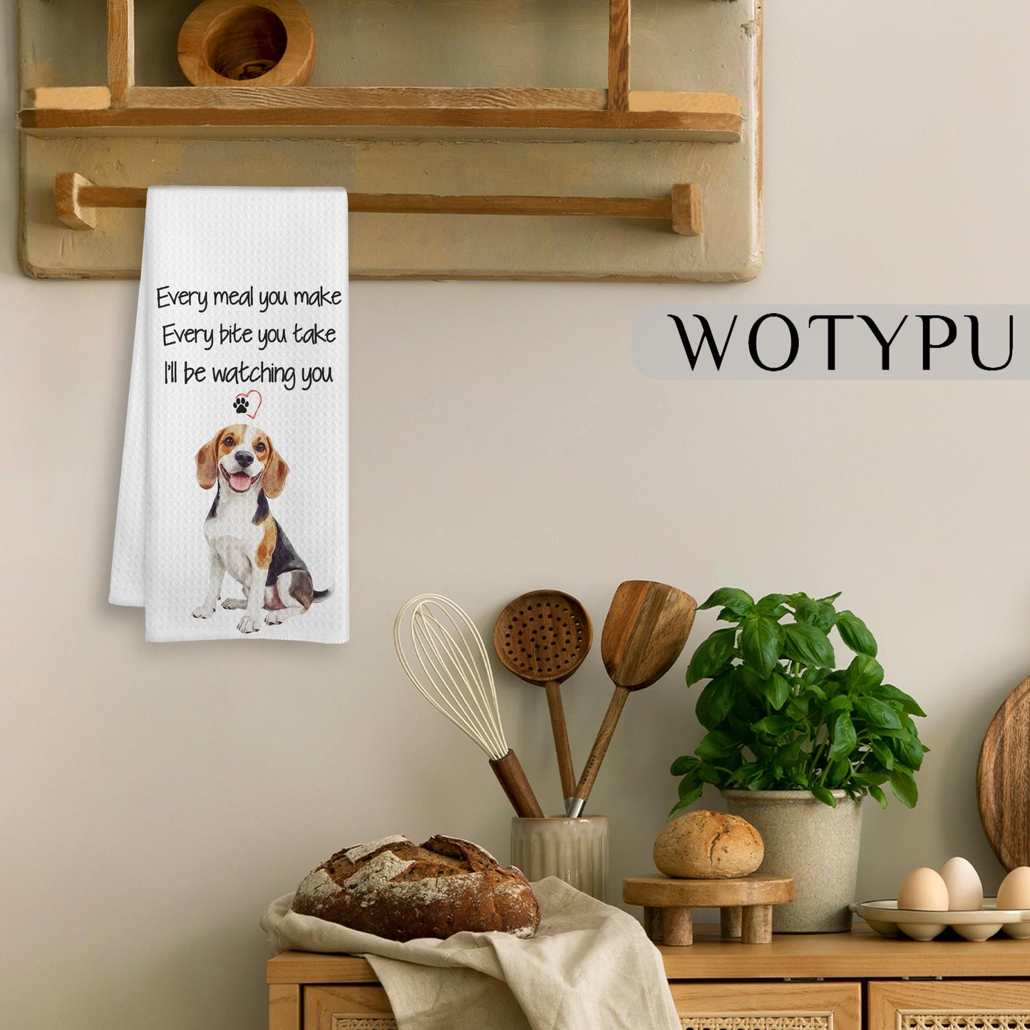 Beagle Gift Kitchen Towels, Beagle Lover Gifts Dish Tea Towel for Kitchen Decor, Funny Western Dog Hand Towels for Bathroom Decor, 16x24 Inch BST326L