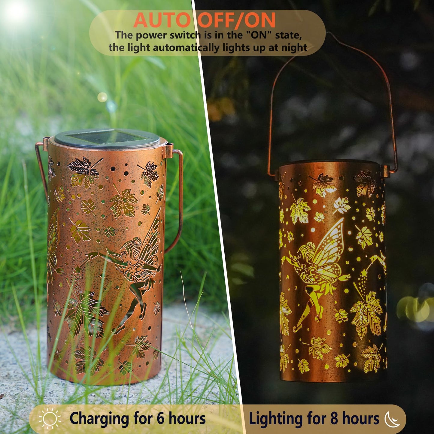 Solar Lanterns Outdoor Waterproof Butterfly Garden Decor Birthday Gifts for Women Mom Grandma, Hanging Solar Lights Metal Lantern Decoration Outside for Yard, Patio, Backyard, Porch