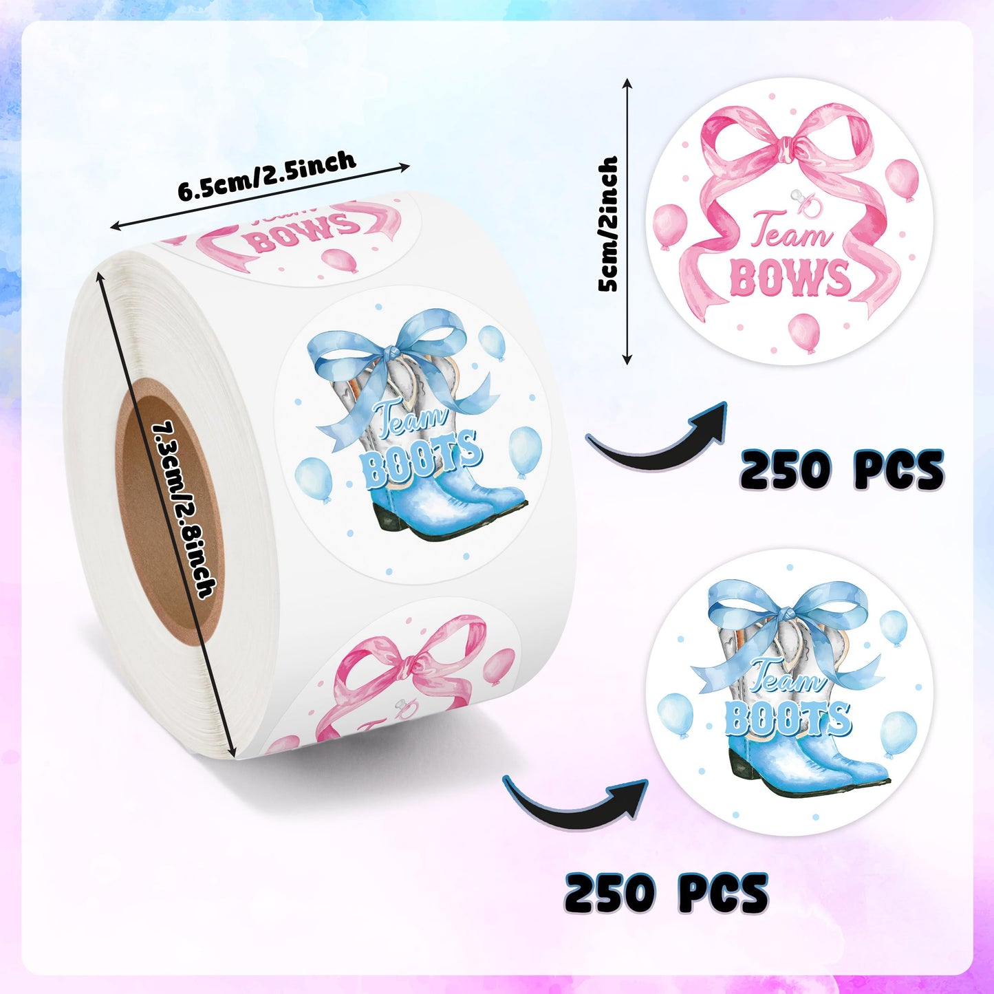 Ice Cream Gender Reveal Stickers - 500Pcs Labels for Baby Shower | 2 Inch, Team Boys or Girls, Pink or Blue Roll Decals, What's the Scoop Gender Reveal Party Decor Voting Game Idea Goodie Bags BST202