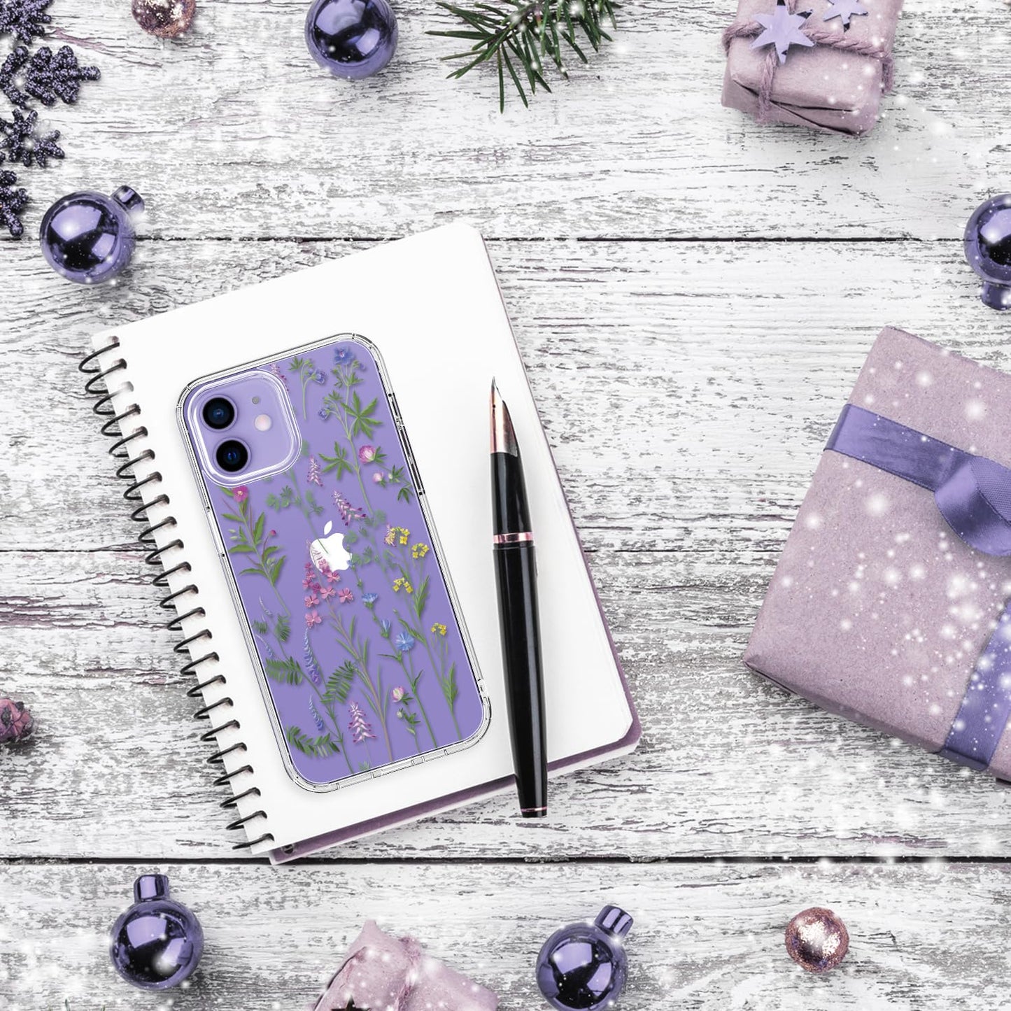 bicol for iPhone 12 Pro Max Case with Screen Protector and Camera Lens Protector - Fashionable Flower Floral Designs for Women Girls - Shockproof Acrylic Clear Phone Cover 6.7" - Blooming Flowers WN420