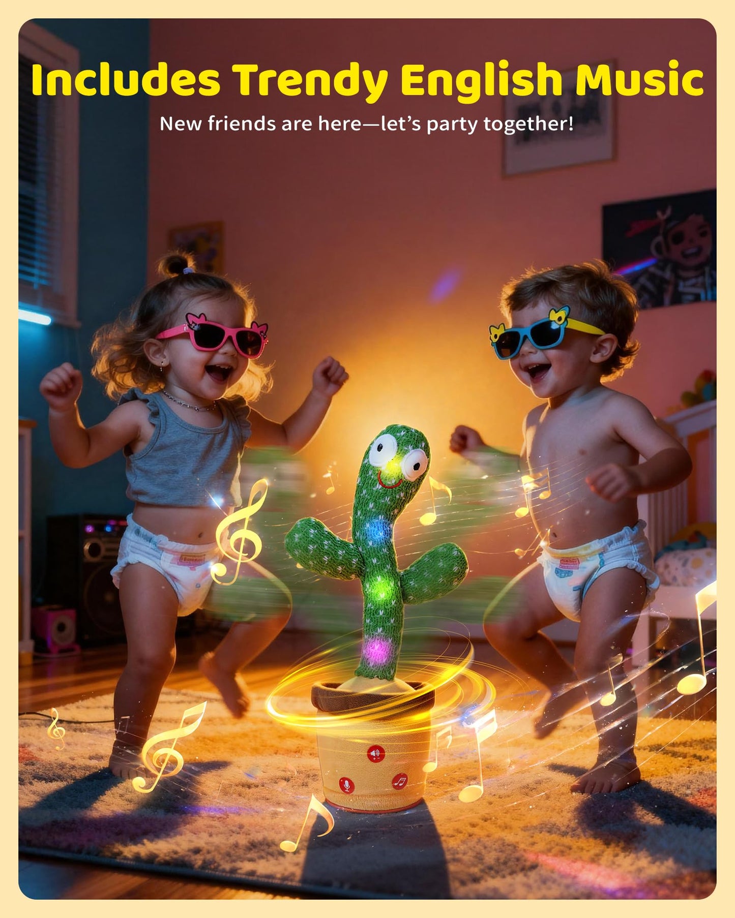 Rechargeable Baby Toys 3-6 6-12 12-18 Months Dancing Talking Cactus N26