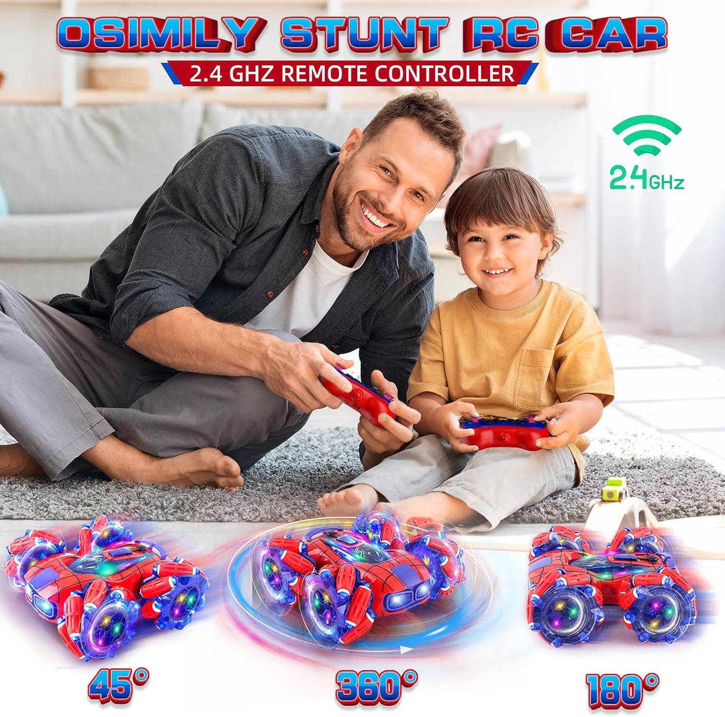Spider Remote Control Car 4WD with 360° Rotating Drift Stunt Rc Cars Ages 6+ 60