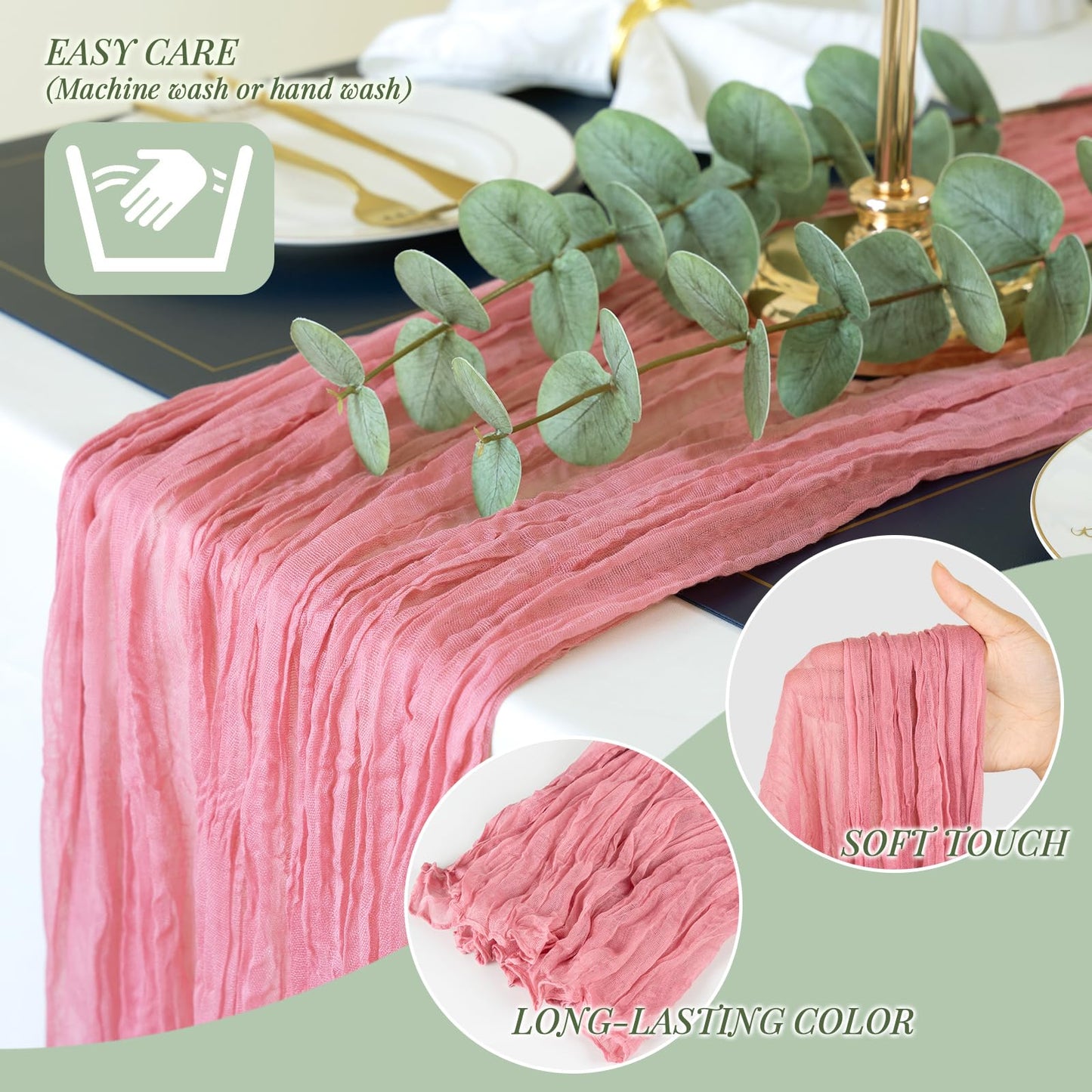 Dusty Blue Cheesecloth Table Runner Fall Autumn Decor 10ft Table Cloth for Wedding Party Baby Bridal Shower Birthday Halloween Thanksgiving Decoration BST326L