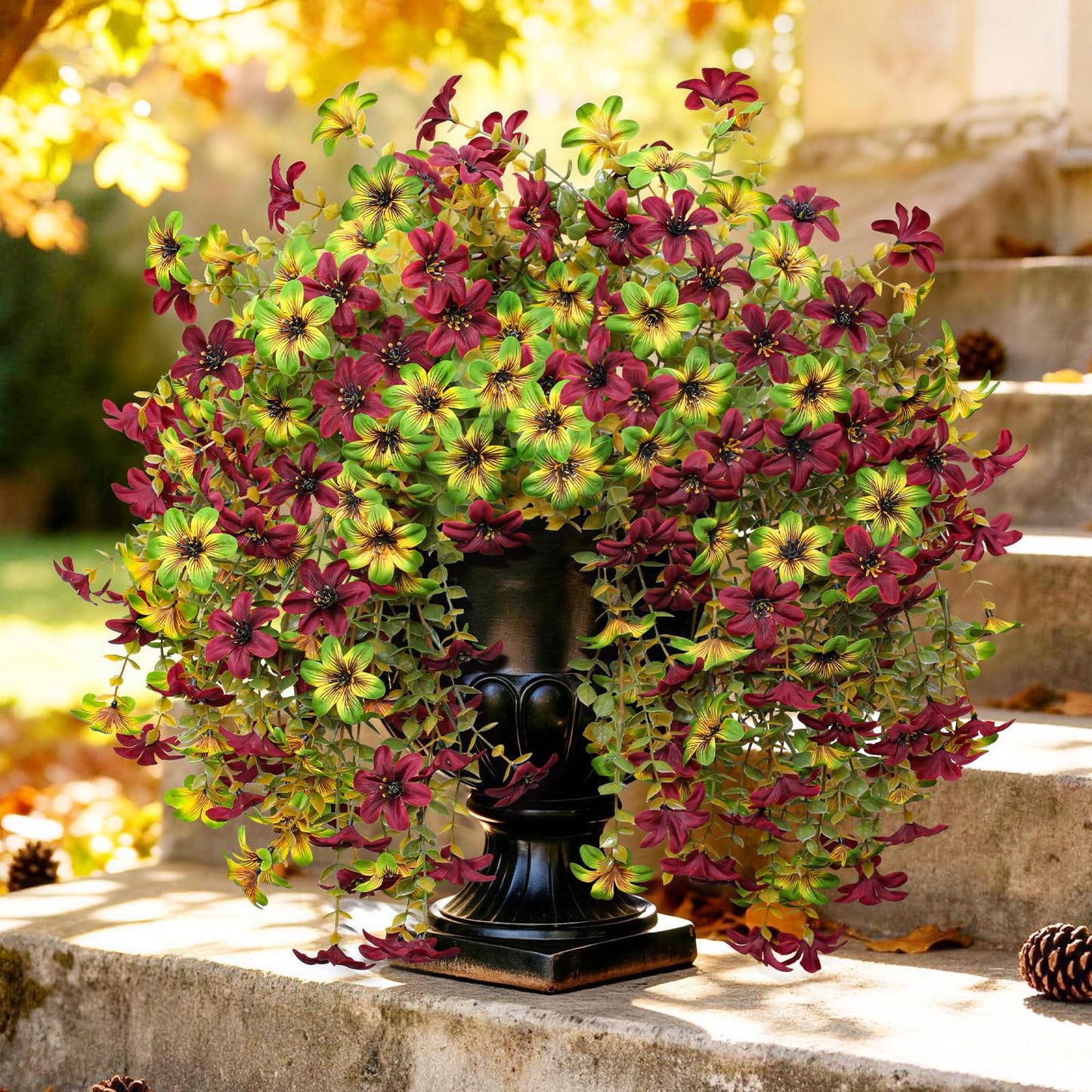 Artificial Flowers for Outdoor Faux Flowers for Plant Pot Spring Decoration | 2 Pcs Faux Hanging Plants UV Resistant Look Real Outside Home Garden Porch Patio Entrance Courtyard Decor BST326H