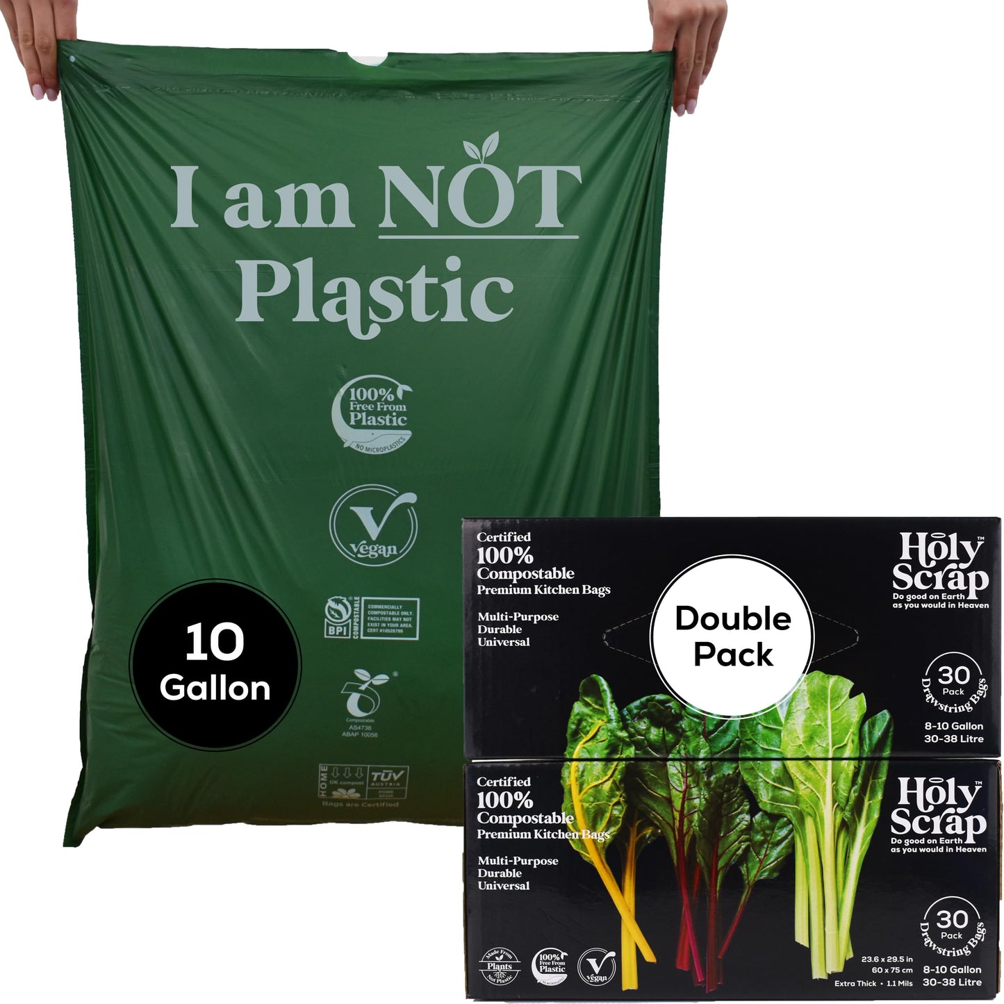Small Compostable Trash Bags - 2.6 Gallon, 100 Pack, 100% Plastic-Free Decomposing Kitchen Food Waste Trash Can Bags & Liners, Thick Countertop Garbage, Bathroom & Bio Bin Bags
