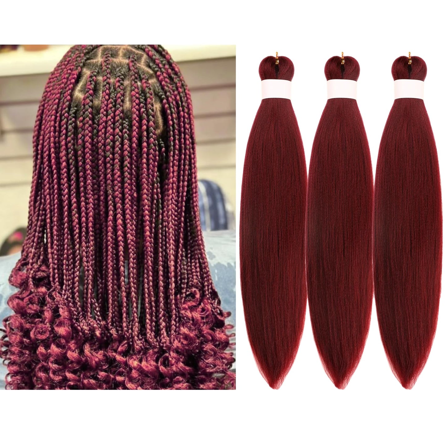 Purple Braiding Hair Pre stretched Knotless 26 inch | Hypoallergenic Synthetic Purple Prestretched Ez Braid Knotless Itch Free Soft Yaki Texture Hot Water Setting WN420
