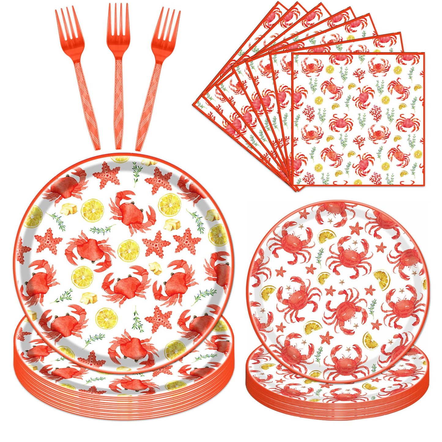 Gameza July Christmas Party Decorations Tableware, 96PCS There's Some Hohoho's in July Disposable Paper Plates and Napkins Decoration, Summer Xmas Beach Forks Decor Supplies Serves 24 BST220