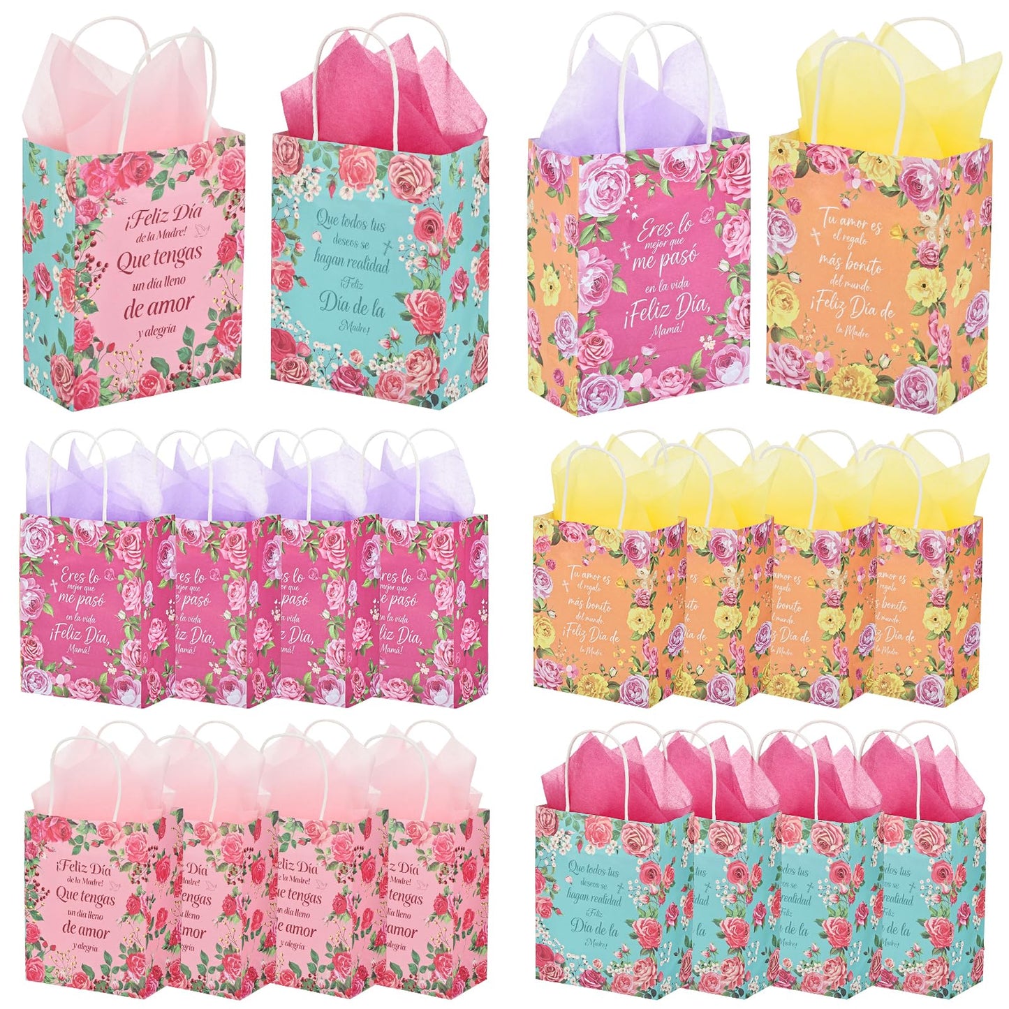 24 Pcs Paper Gift Bags with Handle Party Favor Treat Bags for Birthday Party Supplies WN420