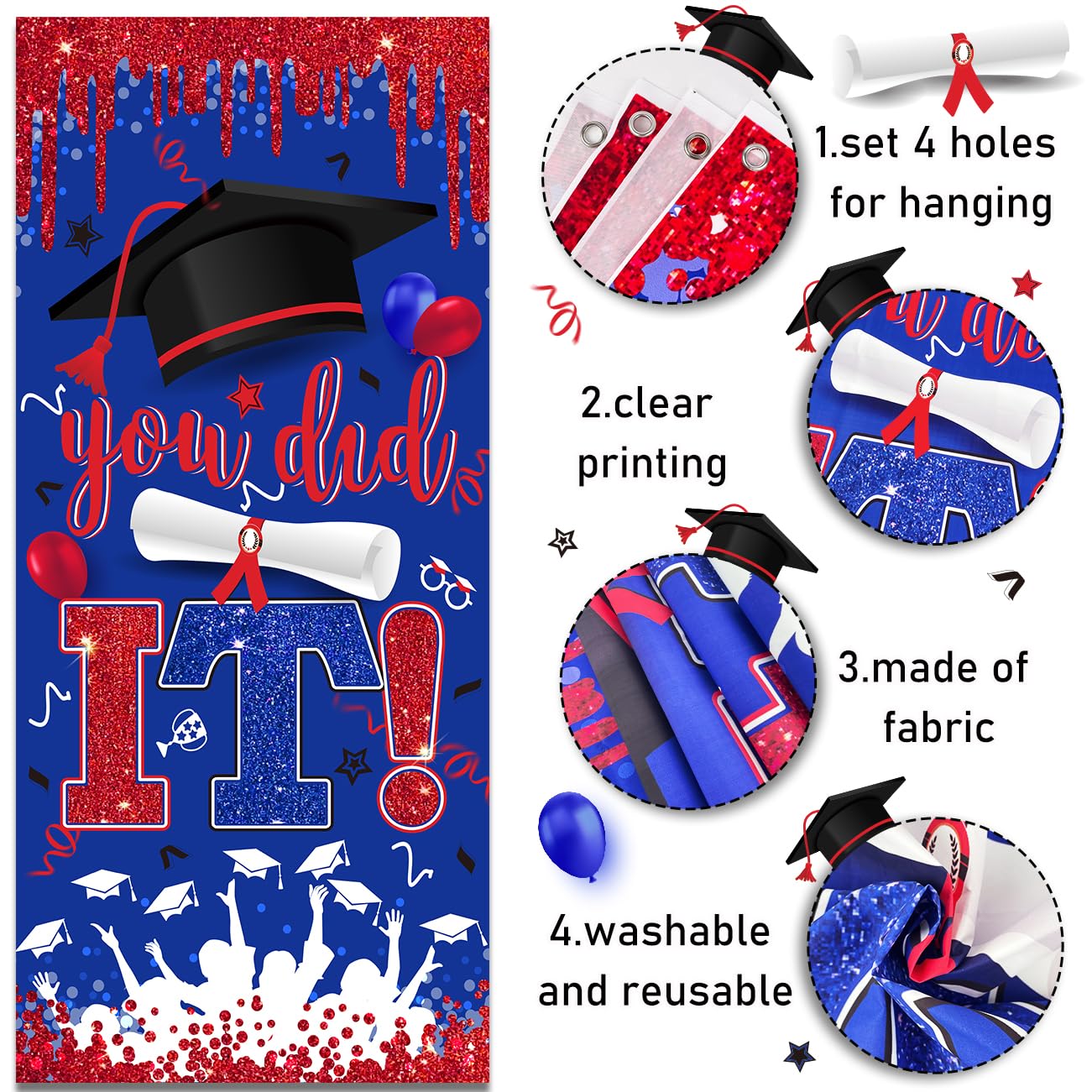 Graduation Decorations Class of 2026 Purple and Gold Congrats Grad Banner and You Did It Door Cover for High School College Graduation Party Supplies(Purple) BST326H