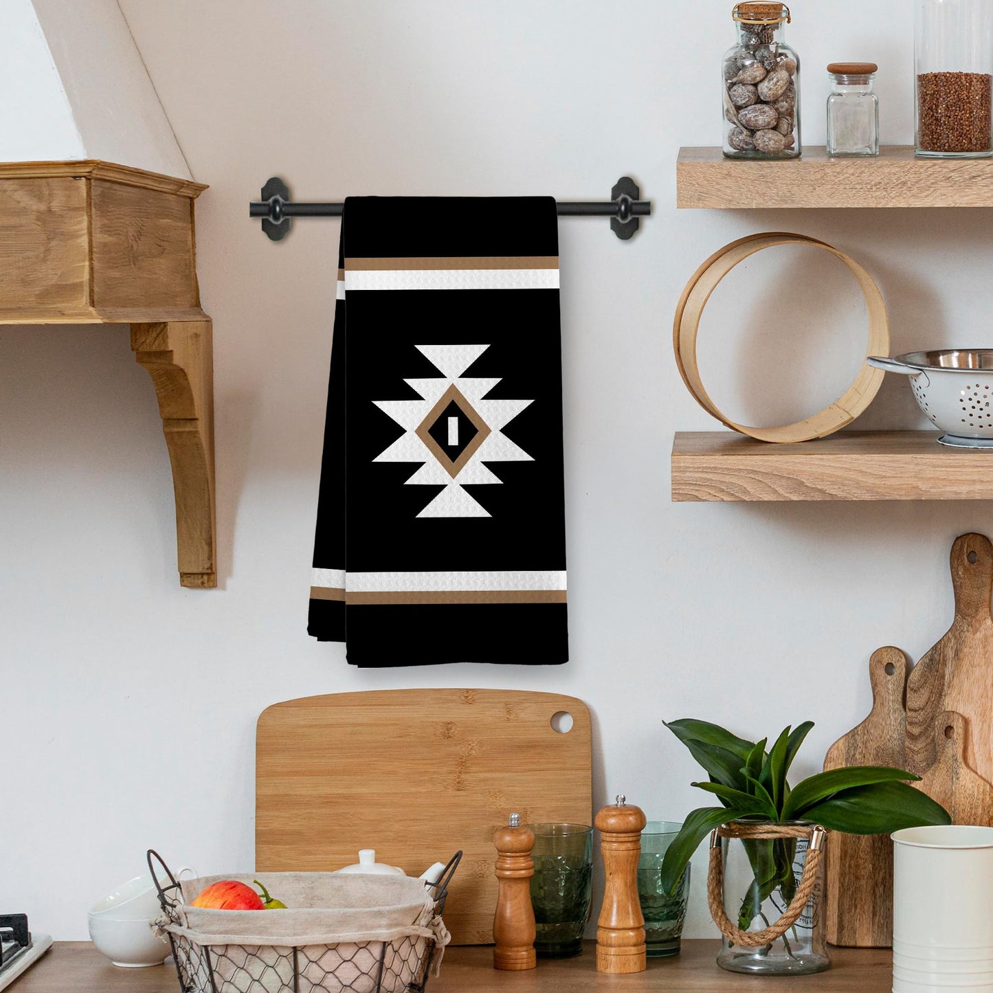 Western Boho Kitchen Towels, Southwestern Southwest Aztec Western Native American Bathroom Kitchen Decor, Western Cream Beige Neutral Decor Dish Hand Tea Towels for Bathroom Kitchen,16x24Inch BST326L