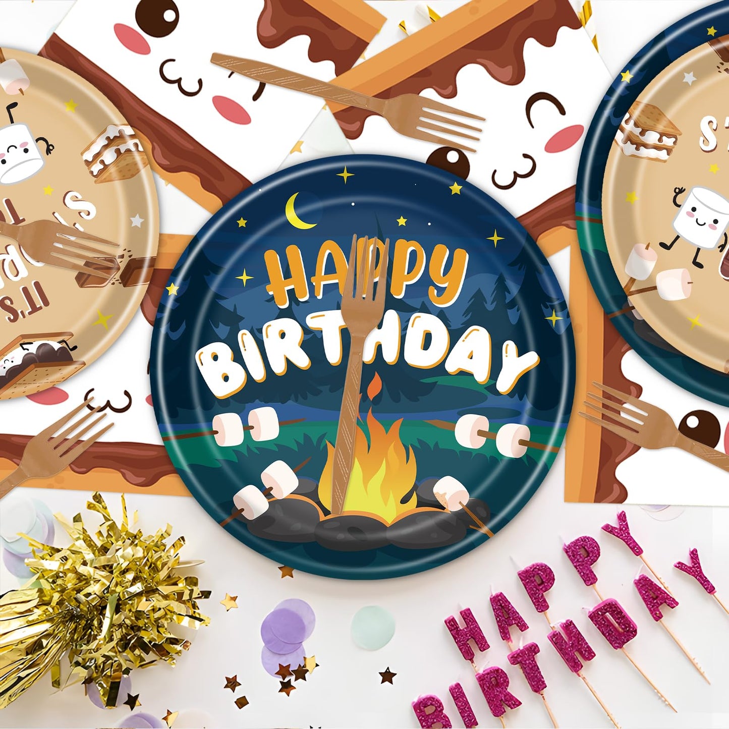 Gameza July Christmas Party Decorations Tableware, 96PCS There's Some Hohoho's in July Disposable Paper Plates and Napkins Decoration, Summer Xmas Beach Forks Decor Supplies Serves 24 BST220