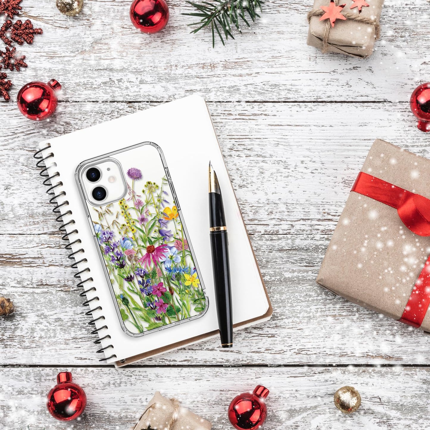 bicol for iPhone 12 Pro Max Case with Screen Protector and Camera Lens Protector - Fashionable Flower Floral Designs for Women Girls - Shockproof Acrylic Clear Phone Cover 6.7" - Blooming Flowers WN420