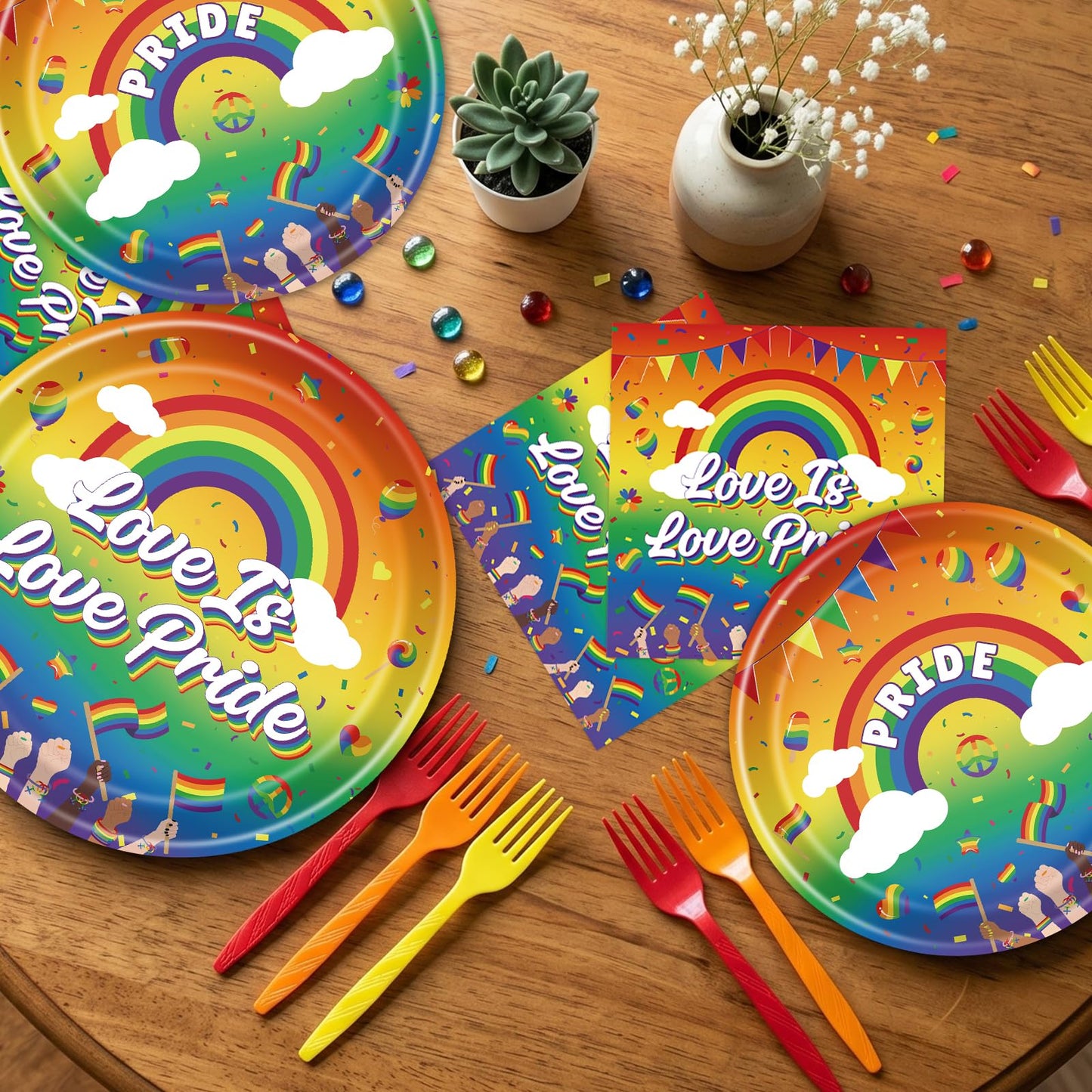Gameza July Christmas Party Decorations Tableware, 96PCS There's Some Hohoho's in July Disposable Paper Plates and Napkins Decoration, Summer Xmas Beach Forks Decor Supplies Serves 24 BST220
