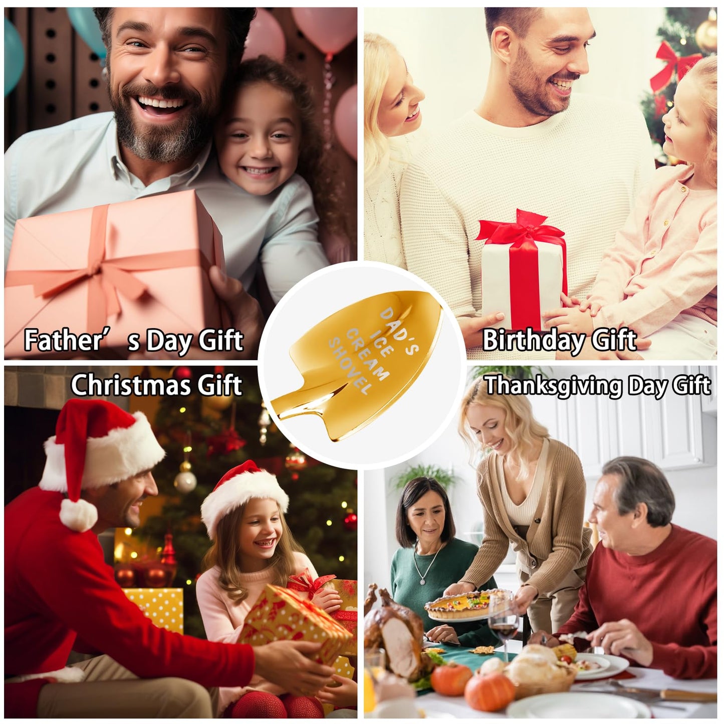 Dad Gifts - Gifts for dad from Daughter. Father Day Gifts for dad Ice Cream Spoon Scoop for Ice Cream Lovers, Father birthday Gifts Funny Engraved Stainless Steel Shovel WN420