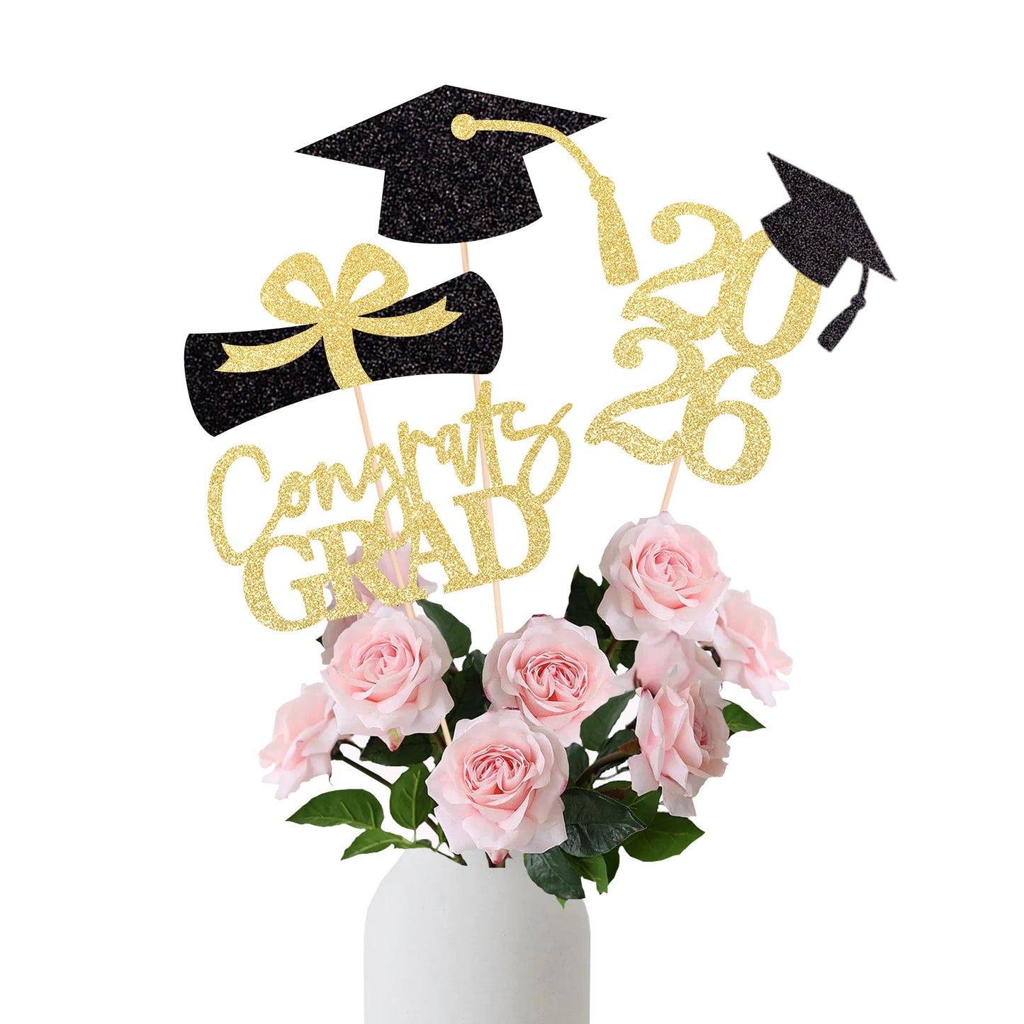 Graduation Centerpieces Class of 2026, 16 PCS Red Blue Double-Sided Table Toppers, Congrats Grad Party Decorations Supplies (Set of 4 Designs) WN420