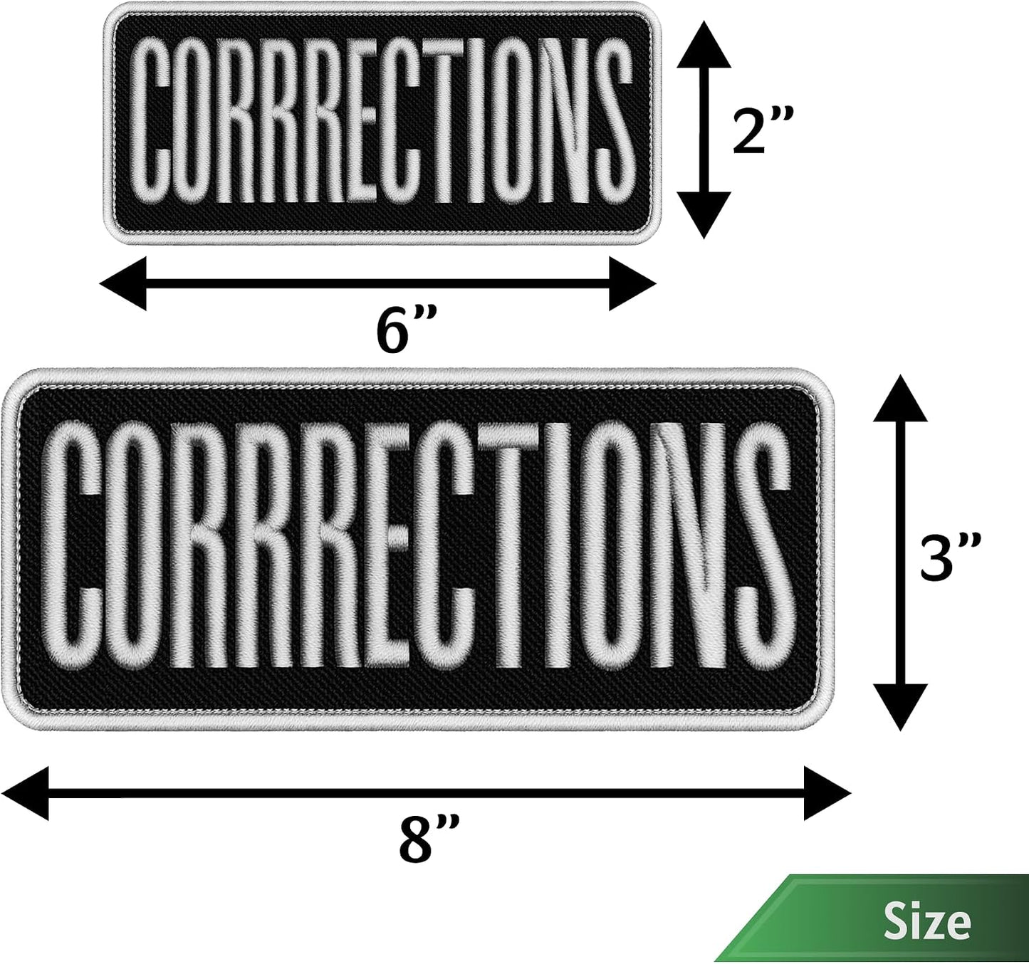 Corrrections Officer Embroidered Patch Set – 3x8 inch & 2x6 inch – Hook Backing BST220