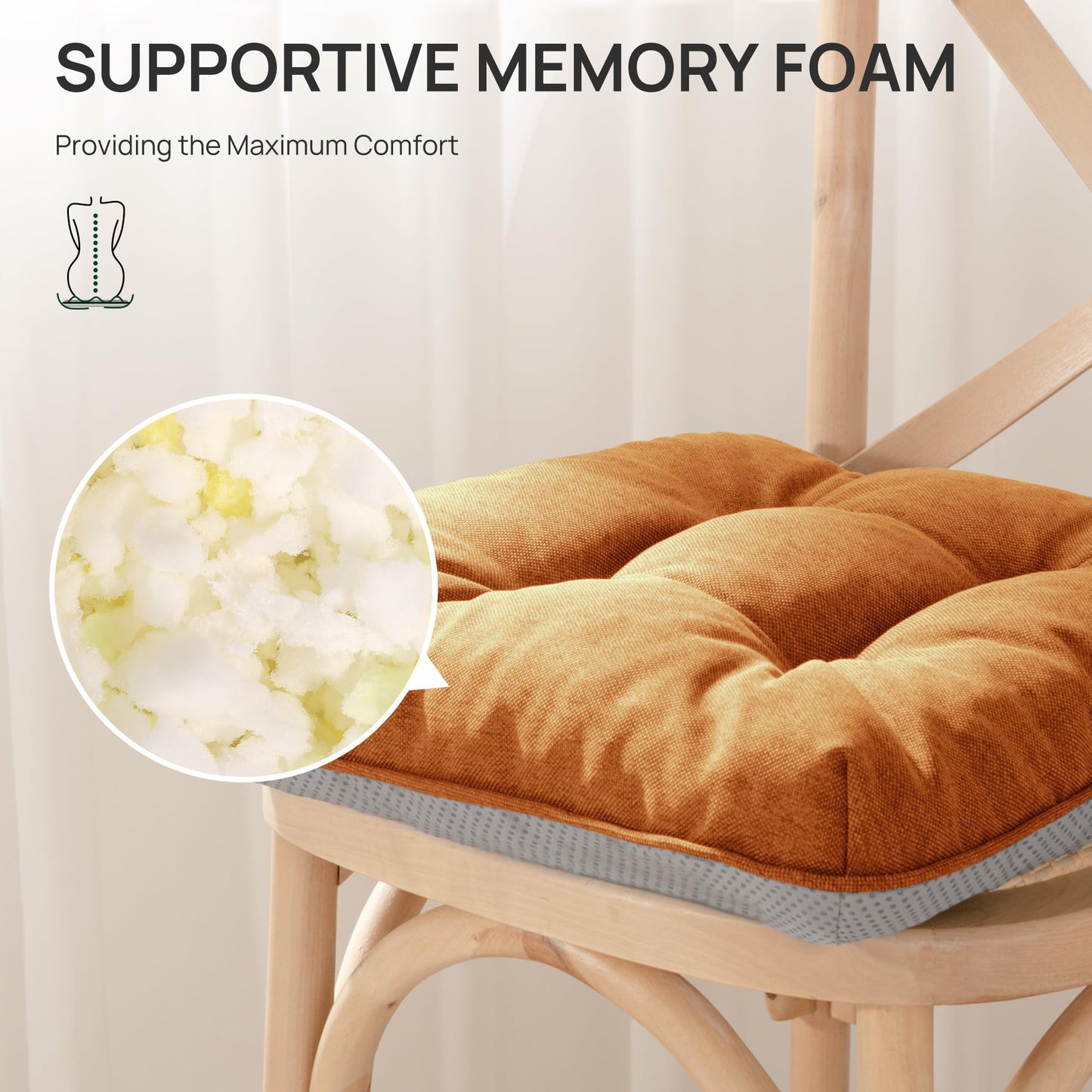 Love's cabin Memory Foam Chair Cushions Set of 4, 15.5"x15.5"x3.5" Indoor & Outdoor Seat Pads for Dining, Kitchen, Office, Patio Chairs - Green BST220