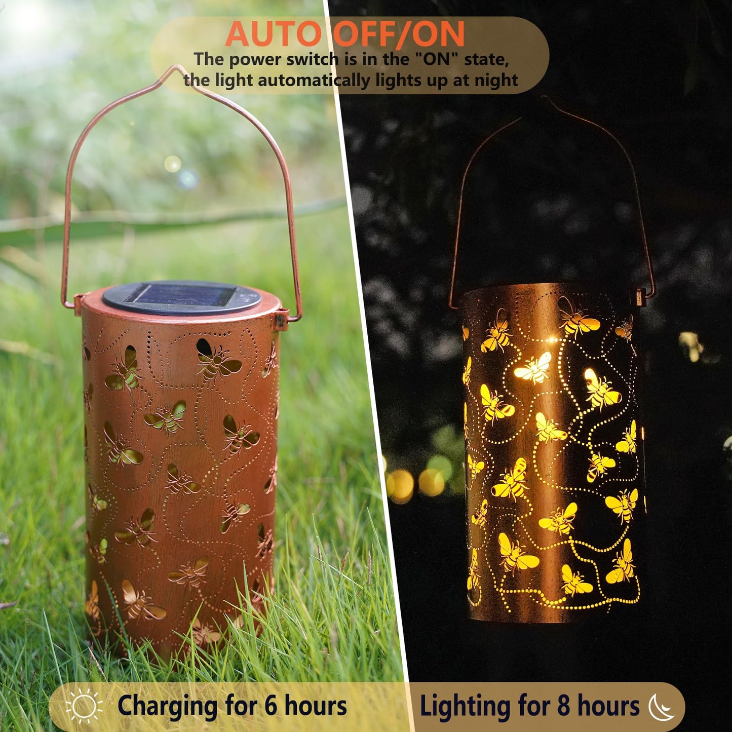 Solar Lanterns Outdoor Waterproof Butterfly Garden Decor Birthday Gifts for Women Mom Grandma, Hanging Solar Lights Metal Lantern Decoration Outside for Yard, Patio, Backyard, Porch
