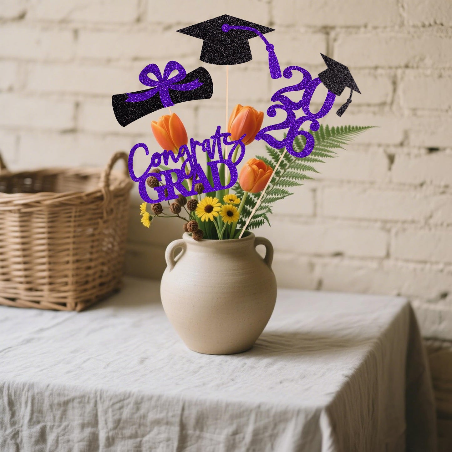 Graduation Centerpieces Class of 2026, 16 PCS Red Blue Double-Sided Table Toppers, Congrats Grad Party Decorations Supplies (Set of 4 Designs) WN420