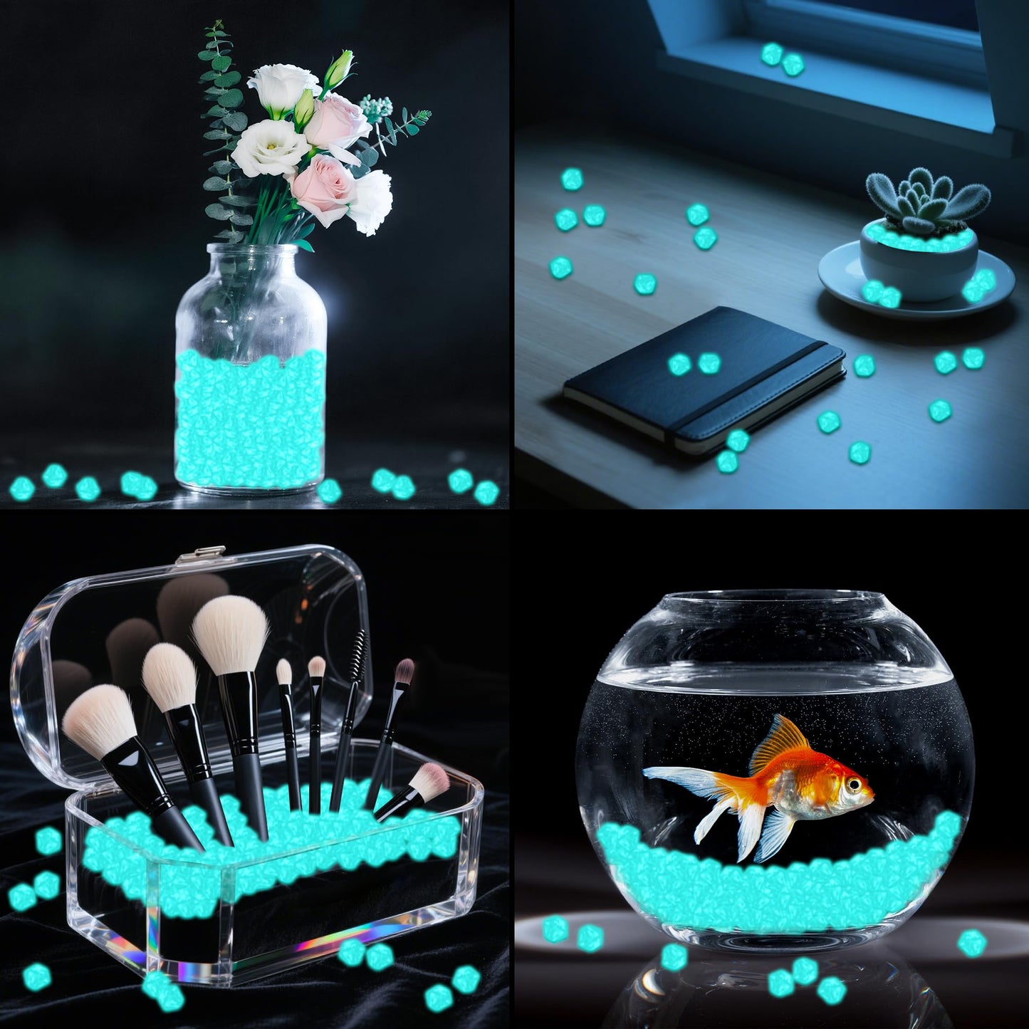 Kaiyuan Dynasty 300PCS Green Glow in the Dark Rocks Luminous Rocks Glowing Rocks for Vase Fillers Table Scatters Aquarium Fish Tank Home Decor,(11 * 14mm) BST220