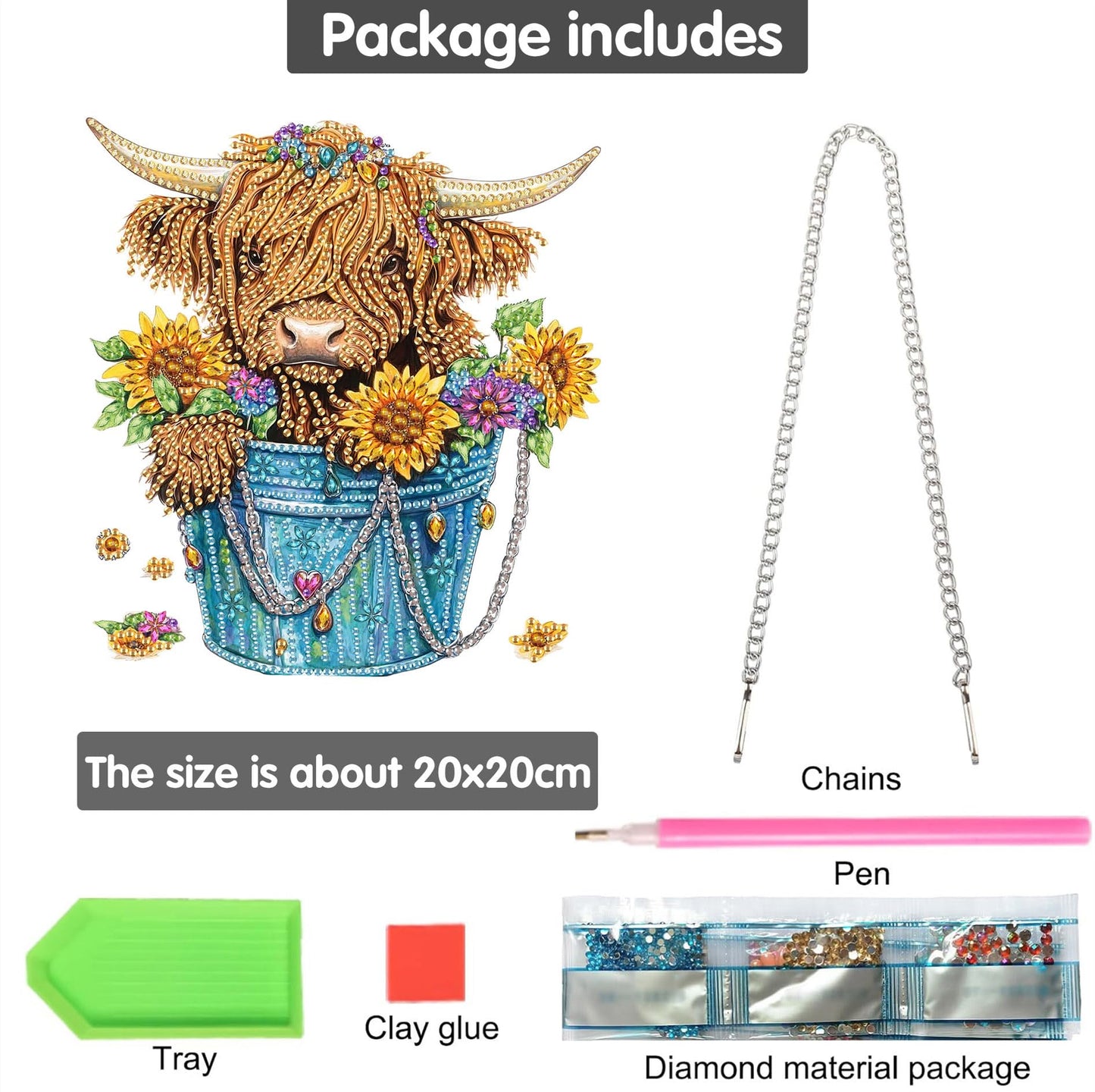 Bimkole Cat Diamond Art Hanging Kit for Adult, DIY 5D Animals Diamond Art Painting Window Pendant, Acrylic Crystal Art Hanging Ornament for Wall Home Garden Front Door Decor - 7.8x7.8 Inch BST220
