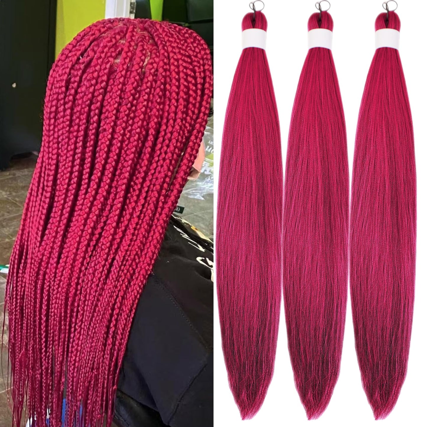 Purple Braiding Hair Pre stretched Knotless 26 inch | Hypoallergenic Synthetic Purple Prestretched Ez Braid Knotless Itch Free Soft Yaki Texture Hot Water Setting WN420