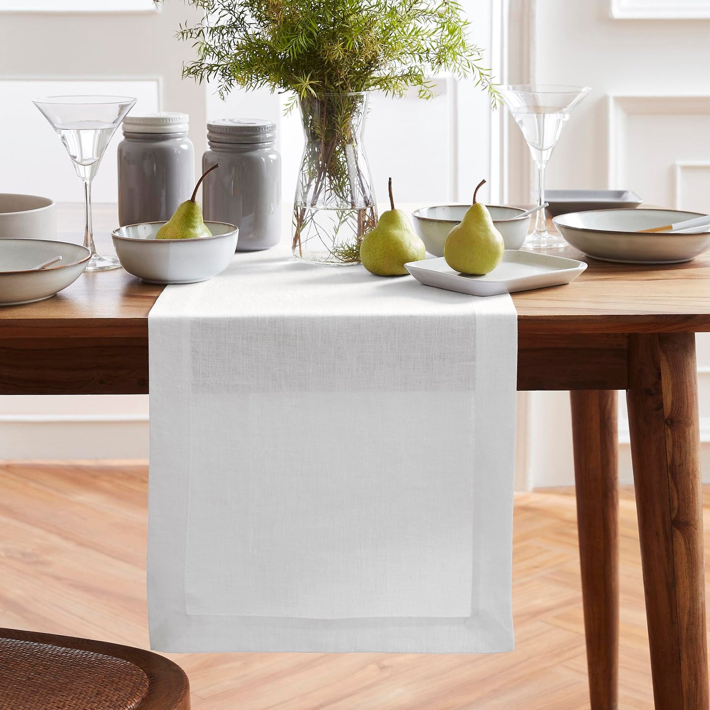 Solino Home 100% Pure Linen Dining Table Runner Cordovan, Sonoma 14 x 48 in | Table Runners for coffee tables, entryway tables and layered dresser styling | prewashed, relaxed drape | OEKO-TEX Certified BST326SOLH