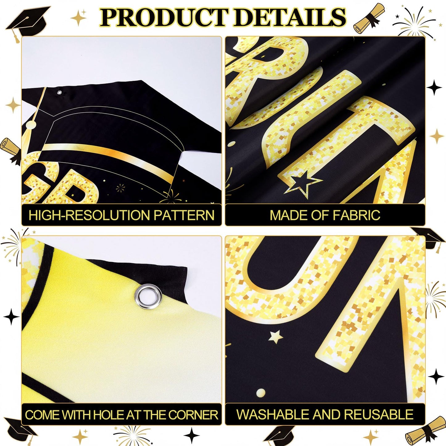 HunnmingRe 7 Pcs 2026 Graduation Party Decoration Include Class of 2026 Graduation Door Porch Banner, Gold Fringe Curtain, Red Carpet, Grad Photo Backdrop for College School(Red) BST202