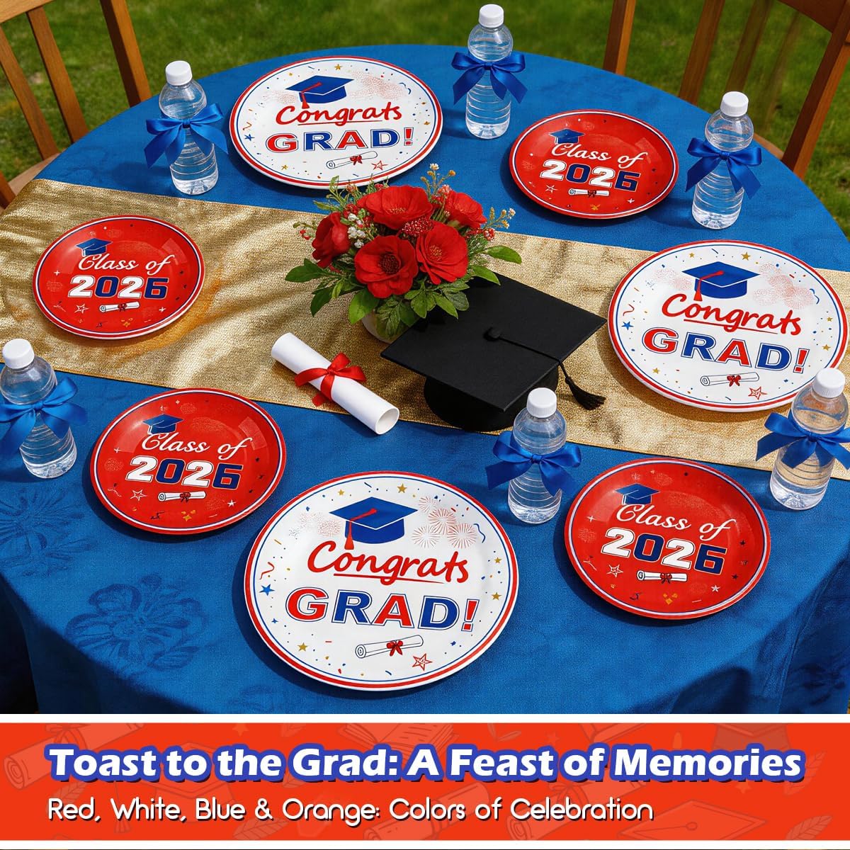 2026 Graduation Plates and Napkins, 320 PCS, Serves 80 | Disposable Class of 2026 tableware set for graduation parties, ceremonies and school celebrations BST202